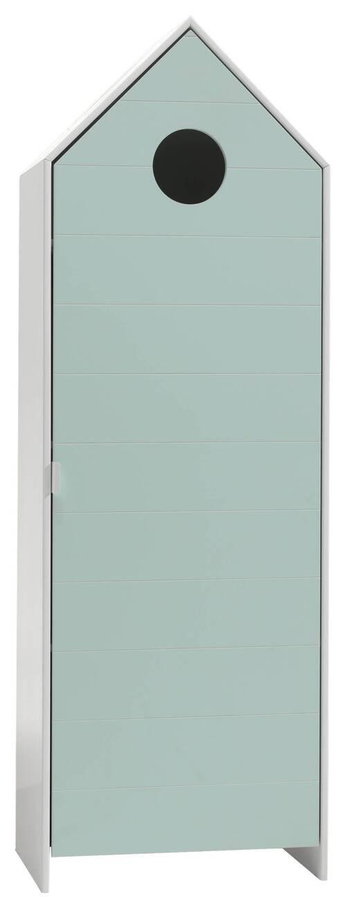 Kinderkleiderschrank Hausform B: 57,6 Cm Casami Weiß/mint - Weiß/Mintgrün, MODERN, Holzwerkstoff (57,6/171,3/37cm) - MID.YOU