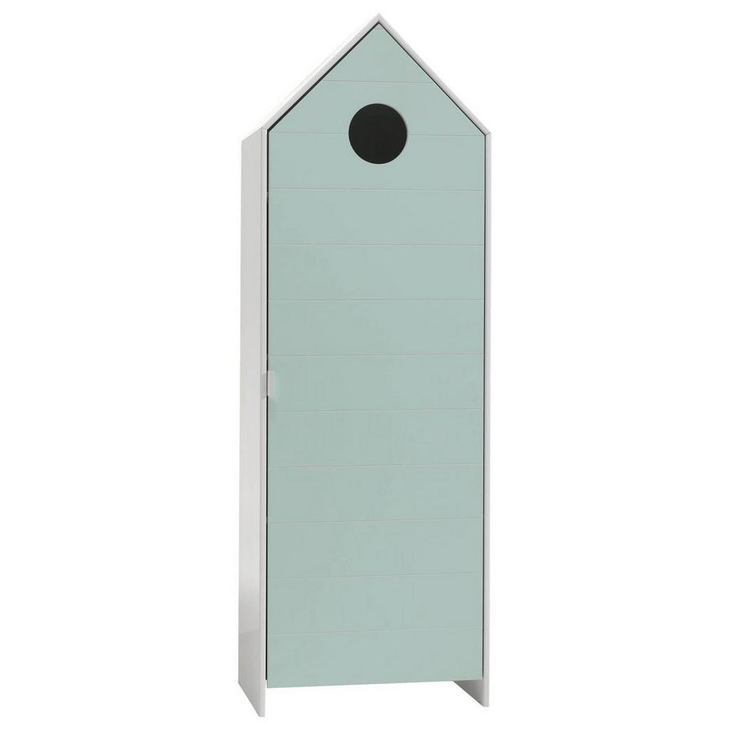 Kinderkleiderschrank Hausform B: 57,6 cm Casami Weiß/Mint