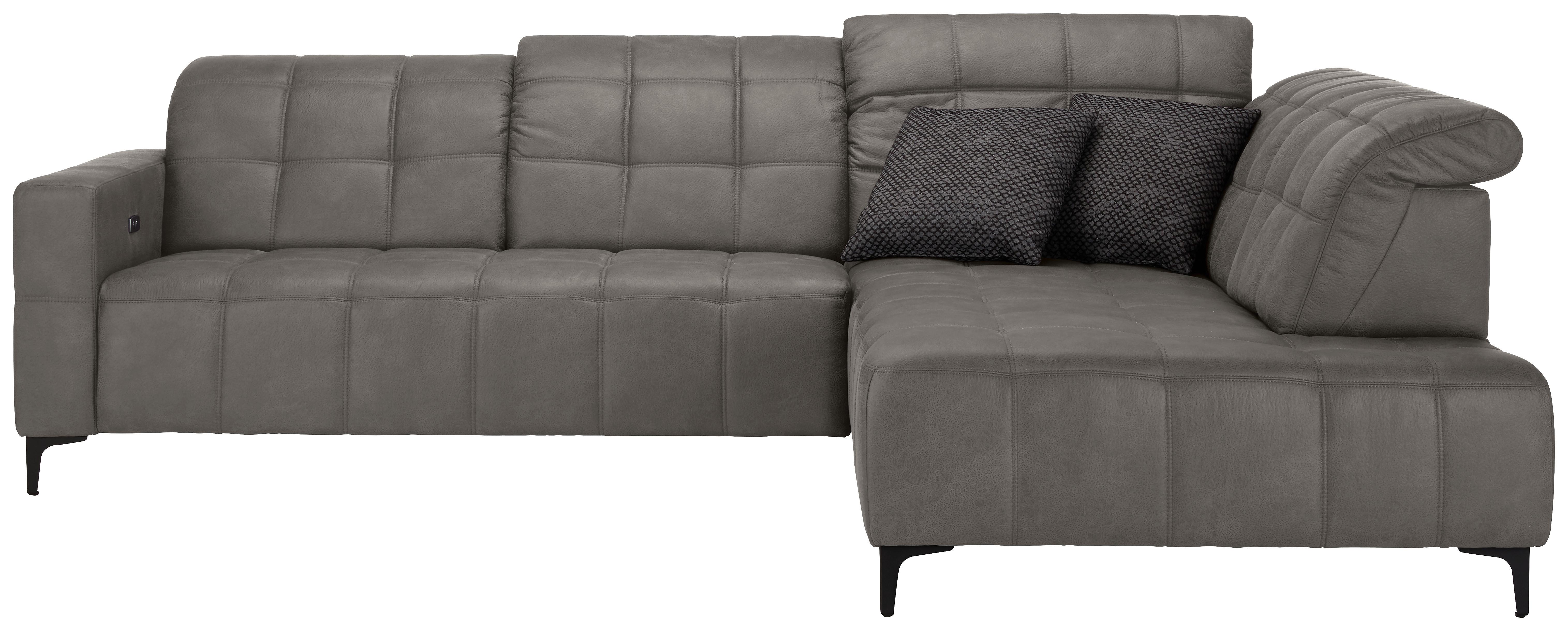 Rohová sedačka PANAMA, pravá, šedobéžová - černá/šedobéžová, Konvenční, kov/textil (304/89-102/216cm) - Premium Living