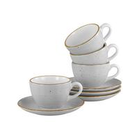 KAFFEETASSE MIT UNTERTASSE Vintage Nature Weiß/Hellgrau - Hellgrau/Weiß, Basics, Keramik - Creatable