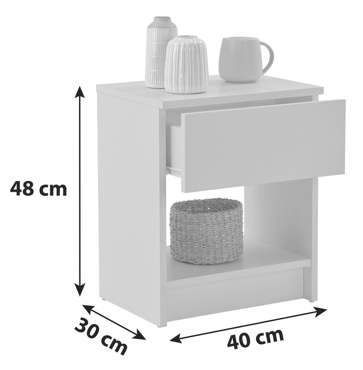 Nachtkästchen Ribe Eiche Artisan, 1 Lade, B: 40cm - Eiche Artisan, Basics, Holzwerkstoff (40/48/30cm) - P & B