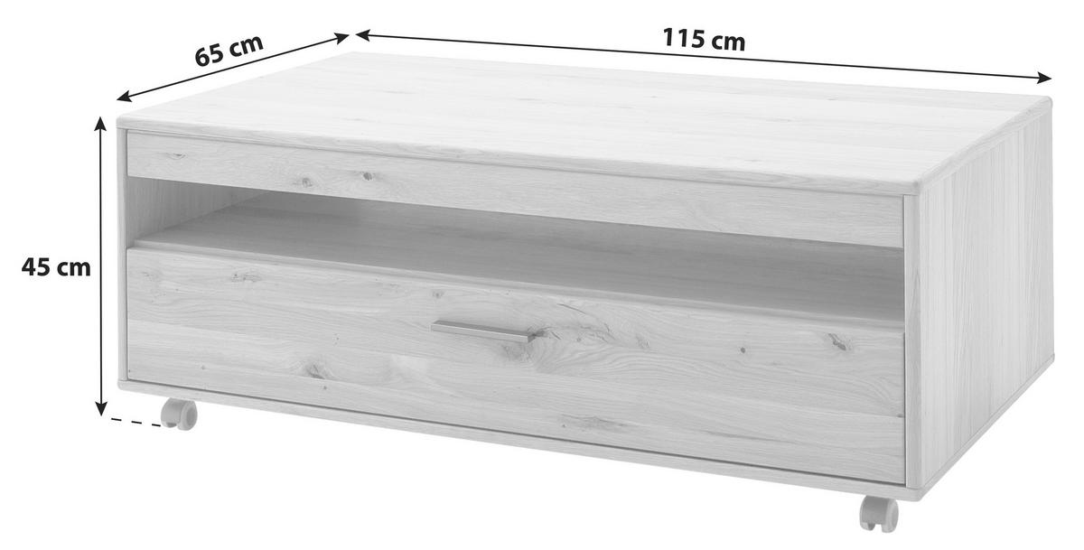Couchtisch Mit Lade Portland Eichefarben - Eichefarben, Design, Holz/Holzwerkstoff (115/65/45cm) - Livetastic