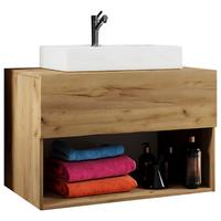 Badmöbel-Set 2-Tlg. Lendas B: 80 cm Honig-Eiche Dekor - Honigeiche/Weiß, MODERN, Keramik/Holzwerkstoff (80cm) - MID.YOU