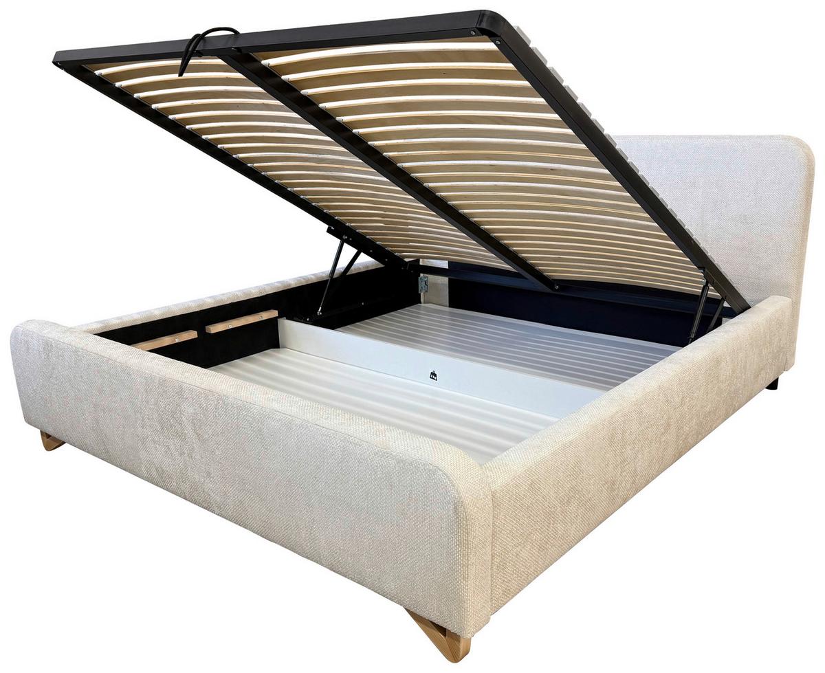 Polsterbett mit Bettkasten Flamingo Perlmutt 180x200 cm - Hellbraun/Perlmutt, MODERN, Holz/Holzwerkstoff (180/200cm) - MID.YOU