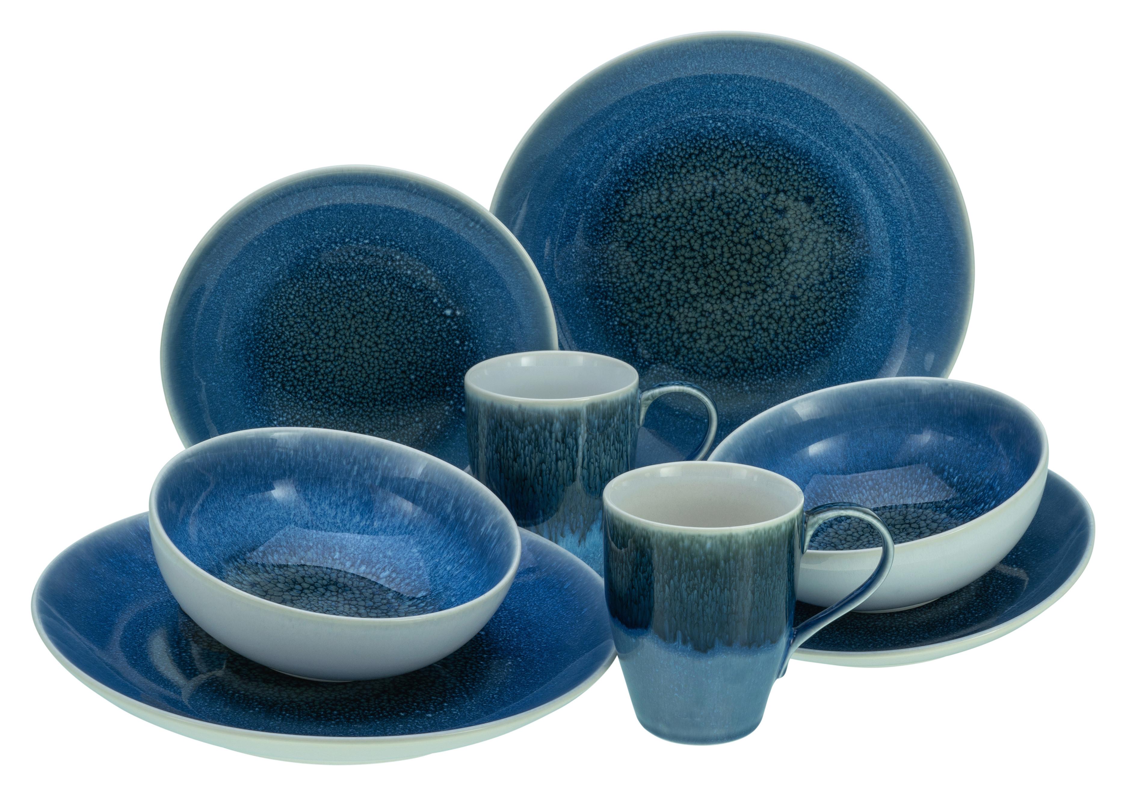 Kombiservice Caldera Keramik, 2 Personen Geschirr Set, Blau - Blau, Basics, Keramik - Creatable