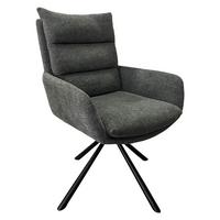 Armlehnstuhl Giovanni Grau Gepolstert, Drehbar - Schwarz/Grau, KONVENTIONELL, Textil/Metall (62/91/69cm)