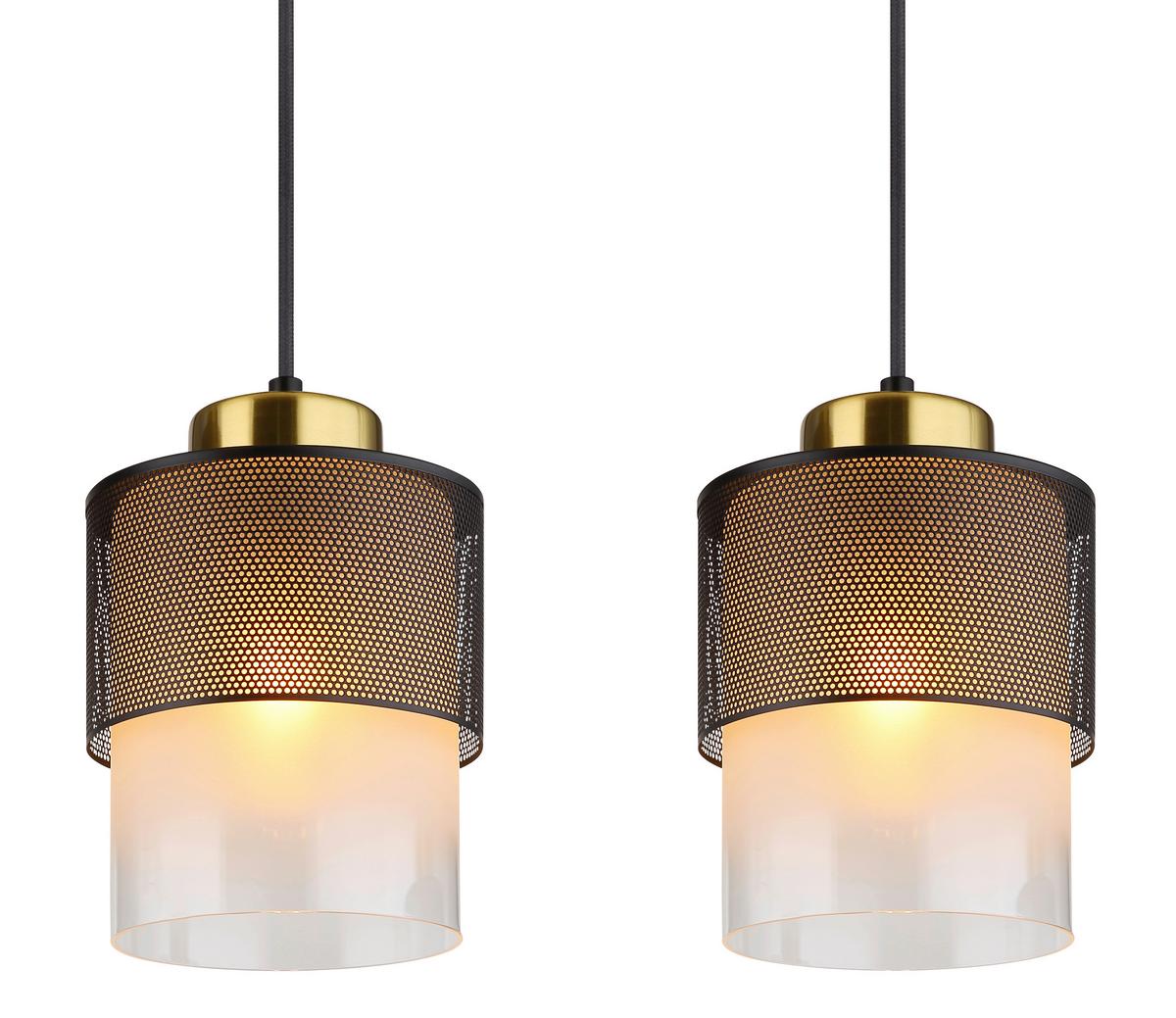 Függőlámpa 15709-4h - fekete/sárgaréz, Design, Üveg/fém (91/16/120cm) - Globo