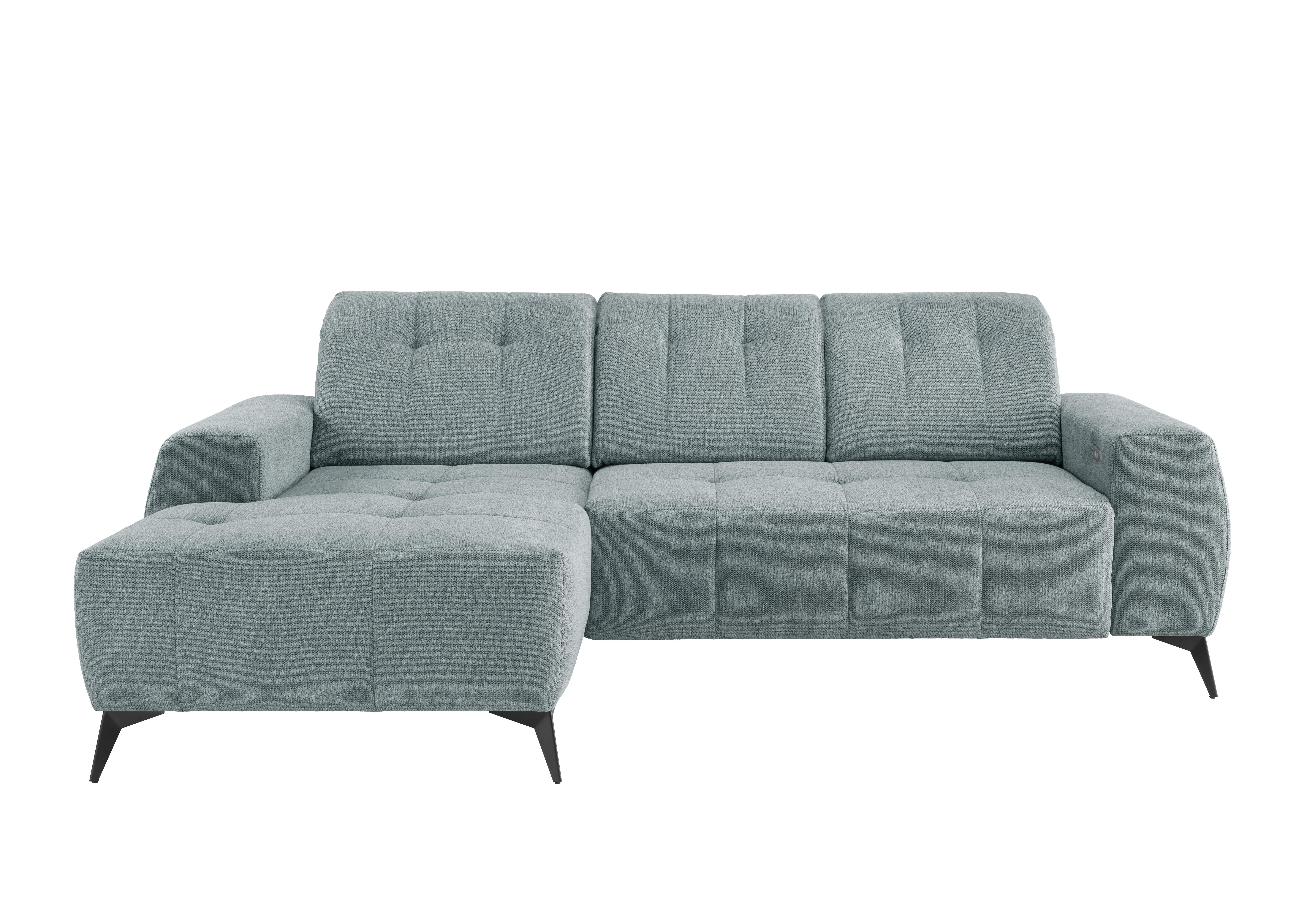 Ecksofa mit USB Anschluss Sano, Mintgrün, S: 180x258 cm - Schwarz/Mintgrün, MODERN, Textil (180/258cm) - Livetastic