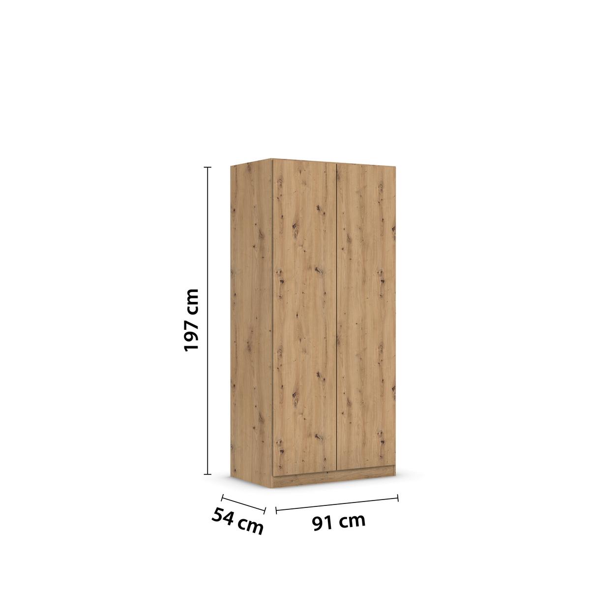 Drehtürenschrank Costa Eiche Dekor B: 91 cm - Eiche Artisan, MODERN, Holzwerkstoff (91/197/54cm) - Rauch Möbel