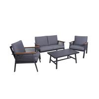 Gartenset Denia - Anthrazit/Braun, Basics, Kunststoff/Textil - Gardenson