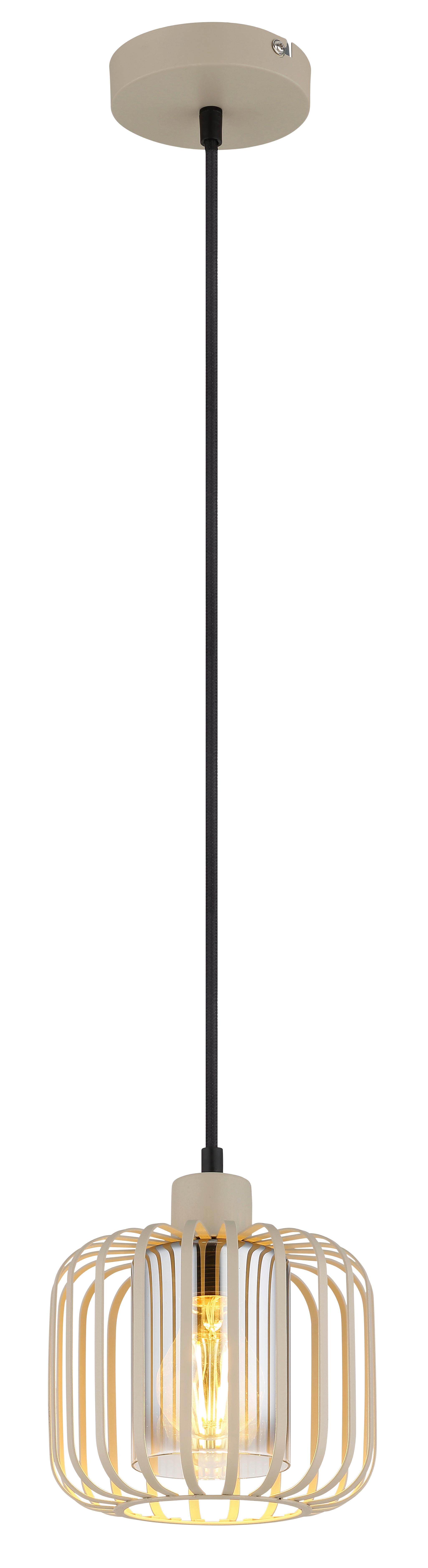 Hängeleuchte Greys D: 18 cm Klar Schwarz Sandfarben - Sandfarben/Klar, Design, Glas/Textil (18/120cm) - Globo