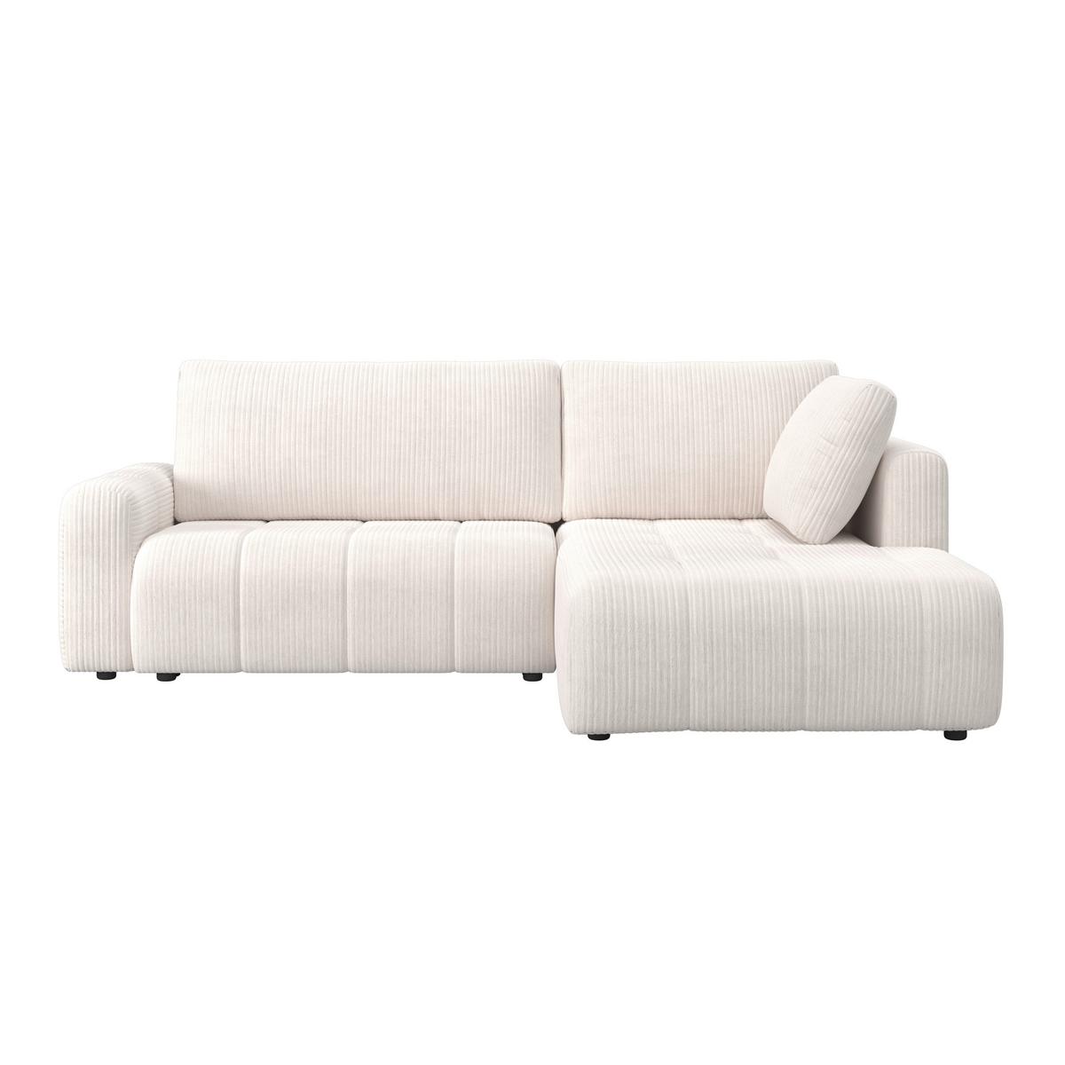 Sedací souprava GIA, pravá, bílá - bílá/šedá, Moderní, dřevo/textil (261/94/197cm) - Bessagi Home