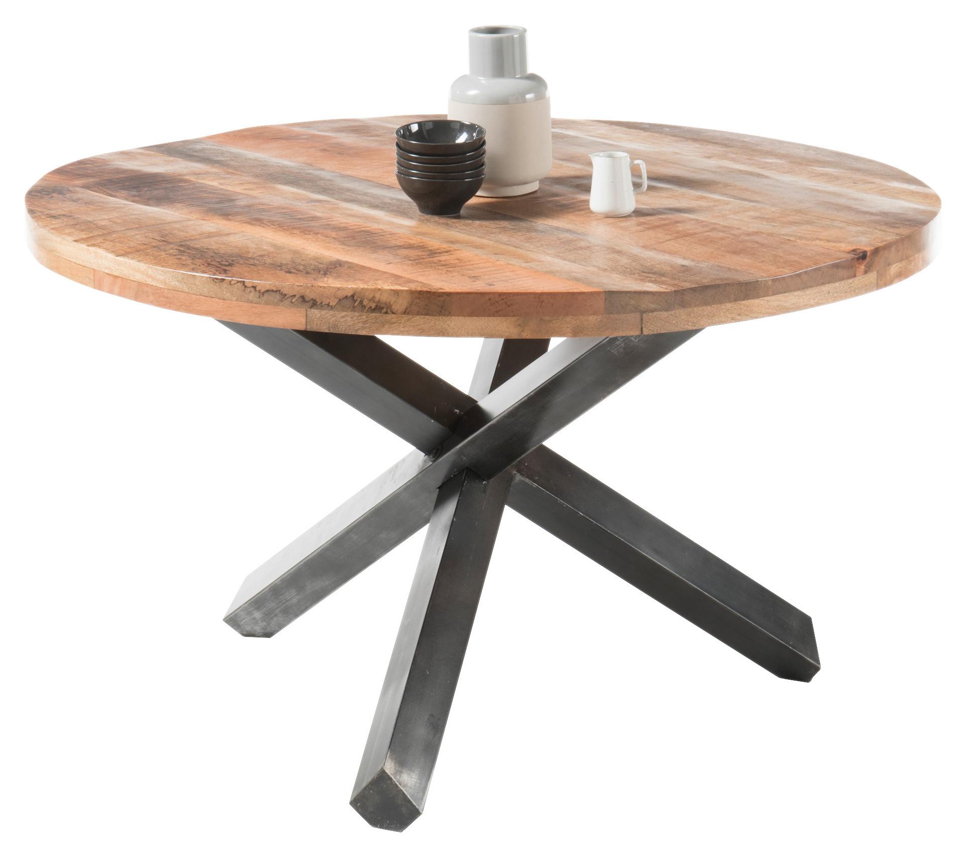 Jídelní stůl ACE P 130cm - přírodní barvy/antracitová, Natur, kov/dřevo (130/130/77cm) - P & B