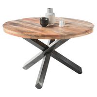 Esstisch Echtholz rund Ace ø 130 cm Mango/Schwarz - Anthrazit/Naturfarben, Natur, Holz/Metall (130/130/77cm) - P & B