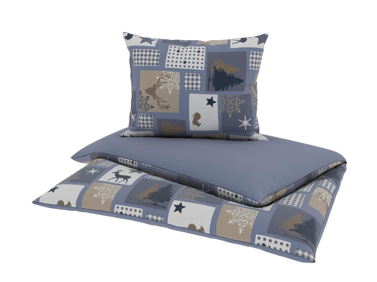 Bettwäsche Deer - Blau/Braun, MODERN, Textil - Luca Bessoni