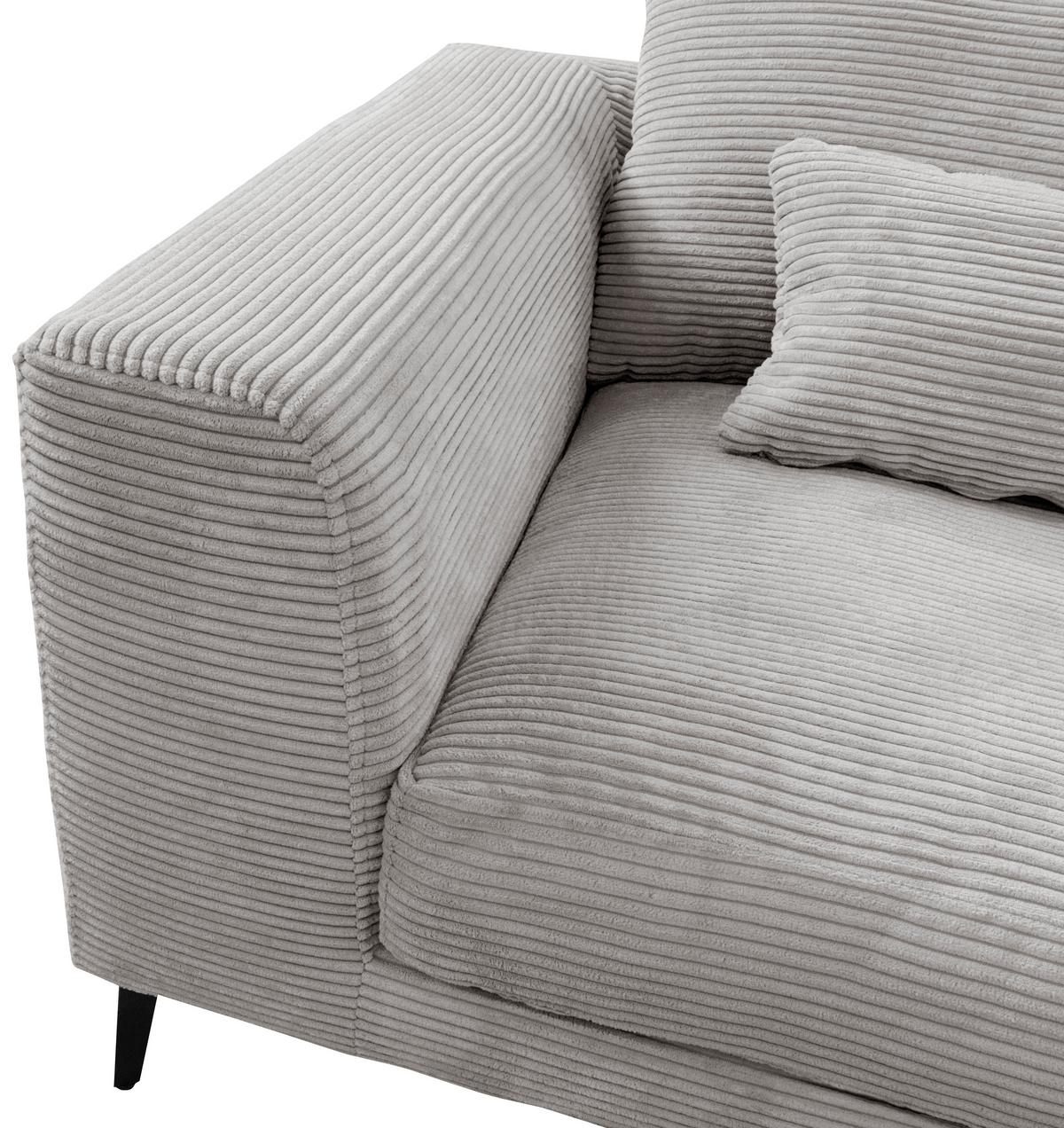 Ecksofa Berlin Cord Hellgrau 313x172 cm - Hellgrau/Schwarz, Design, Textil (313/172cm) - Livetastic