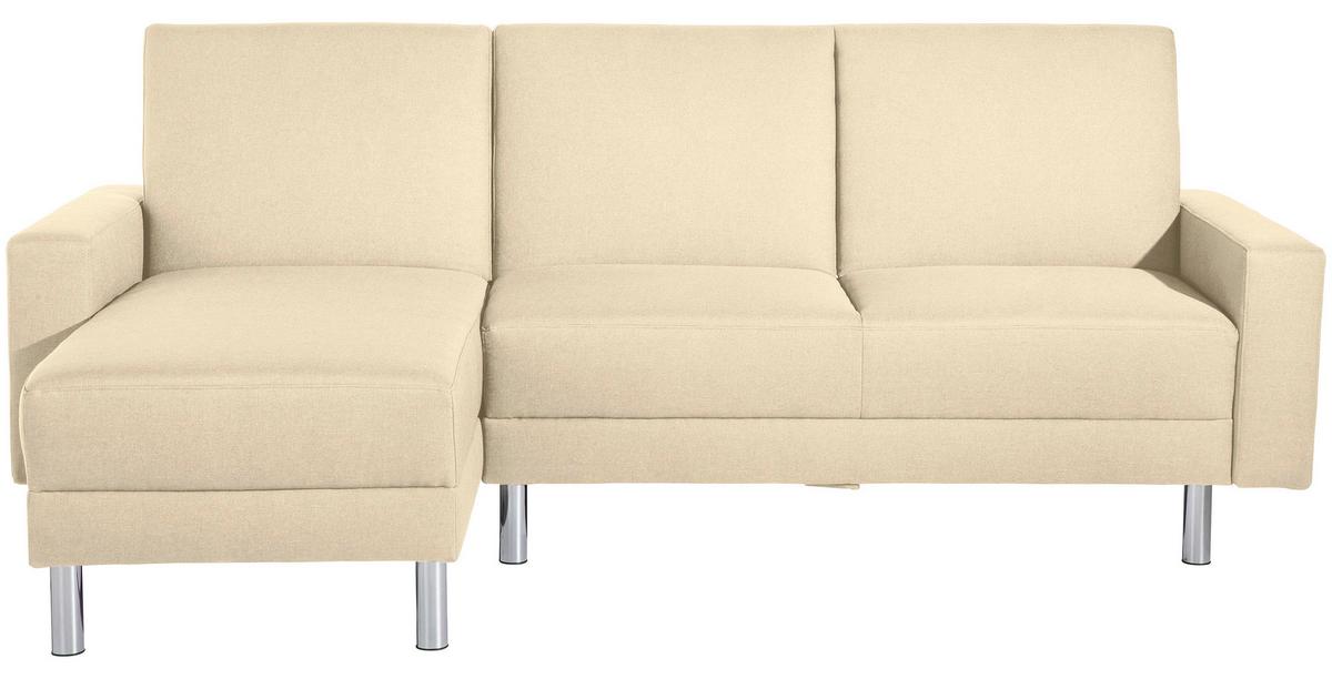 Ecksofa mit Schlaffunktion Just Fashion Beige - Chromfarben/Beige, KONVENTIONELL, Textil (152/230cm) - Max Winzer