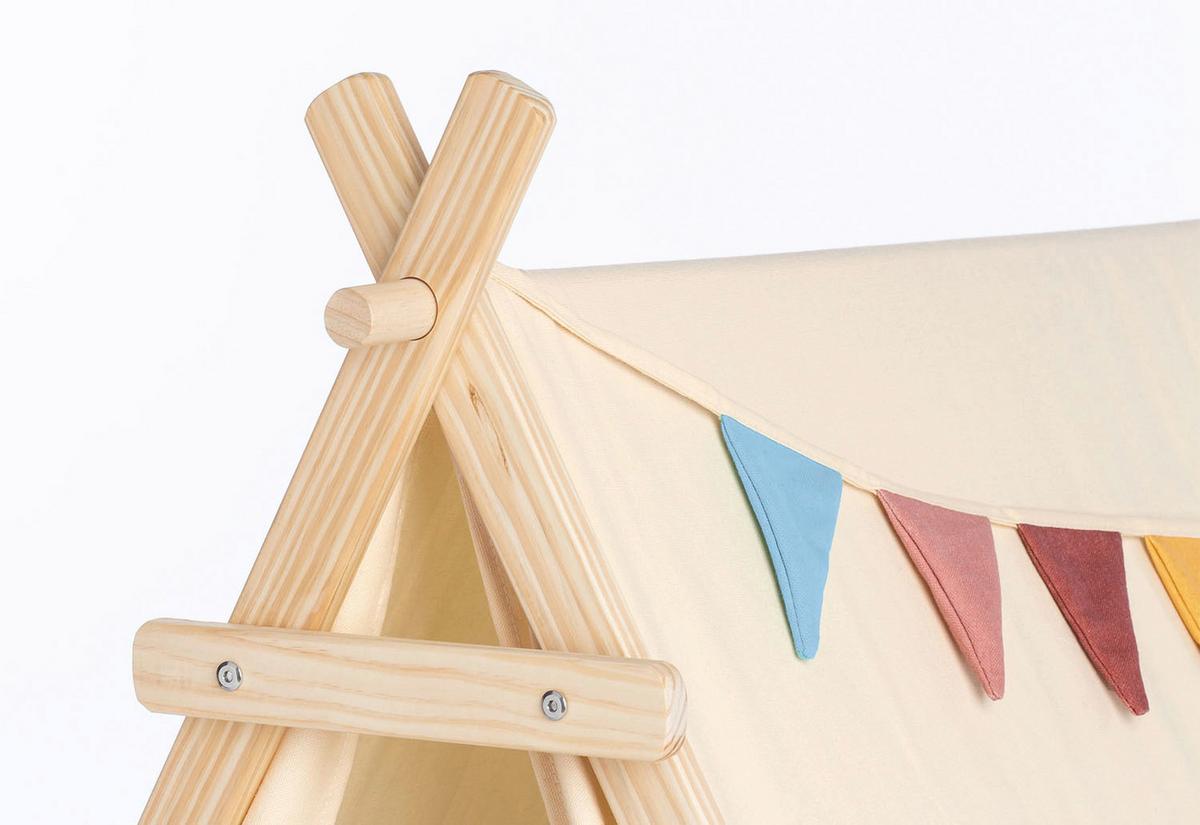 Spielzelt Zelt Yuma - Naturfarben/Hellblau, Basics, Holz/Textil (101/106/131cm)