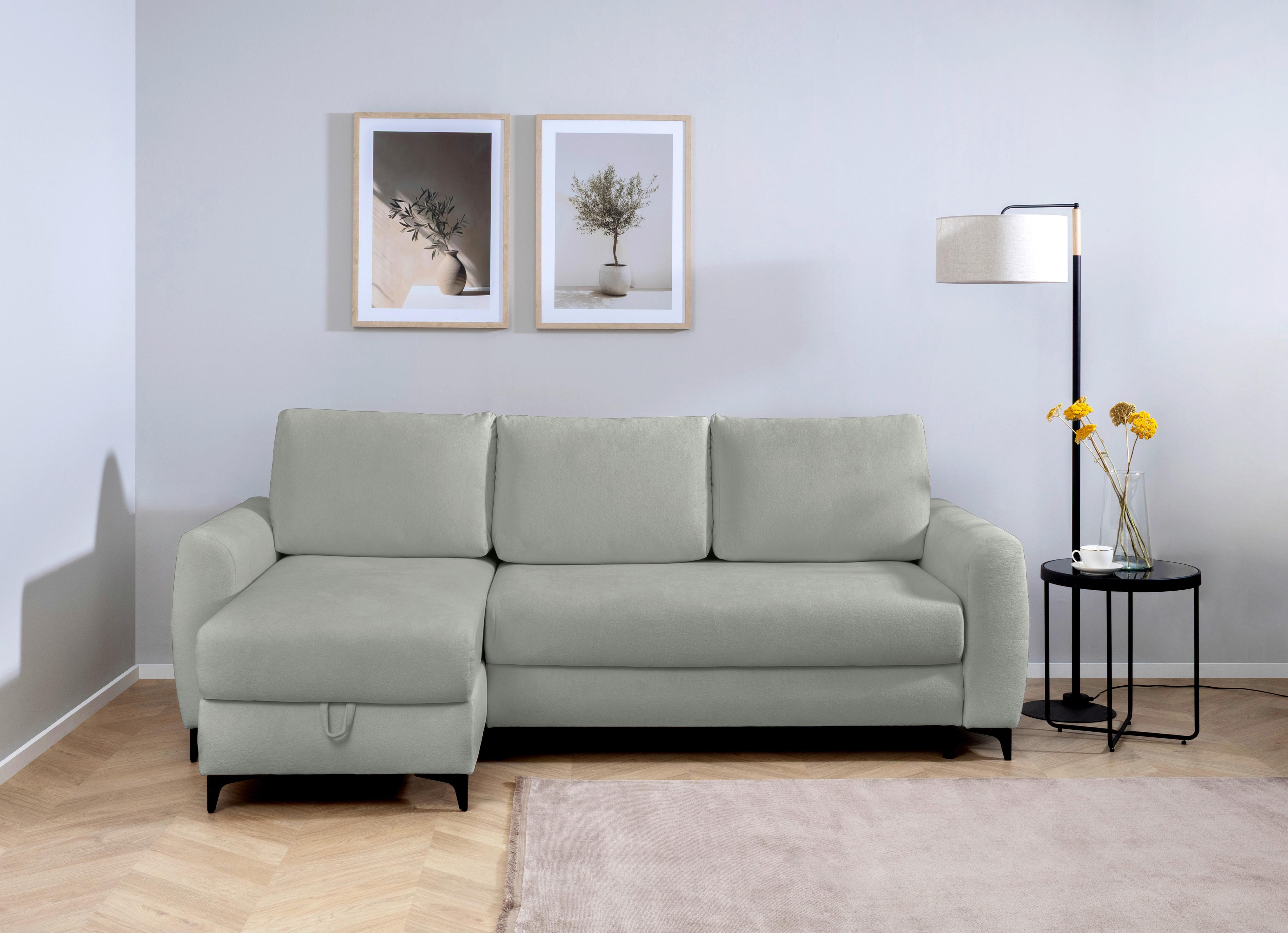 Ecksofa Moli, Dunkelgrau S: 236x148 cm - Dunkelgrau/Schwarz, Design, Textil (236/148cm) - MID.YOU