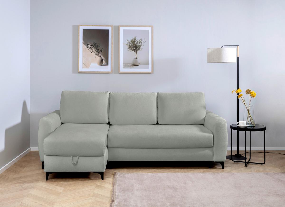 Ecksofa Moli, Dunkelgrau S: 236x148 cm - Dunkelgrau/Schwarz, Design, Textil (236/148cm) - MID.YOU