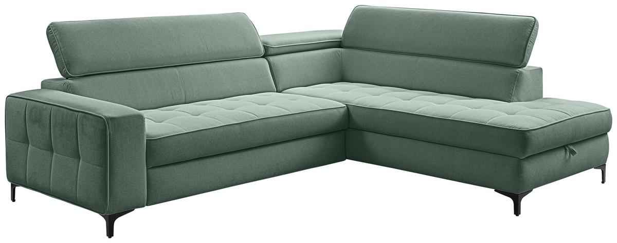 Ecksofa Nala Mintgrün S: 251x203cm - Schwarz/Mintgrün, Design, Textil (251/203cm) - MID.YOU