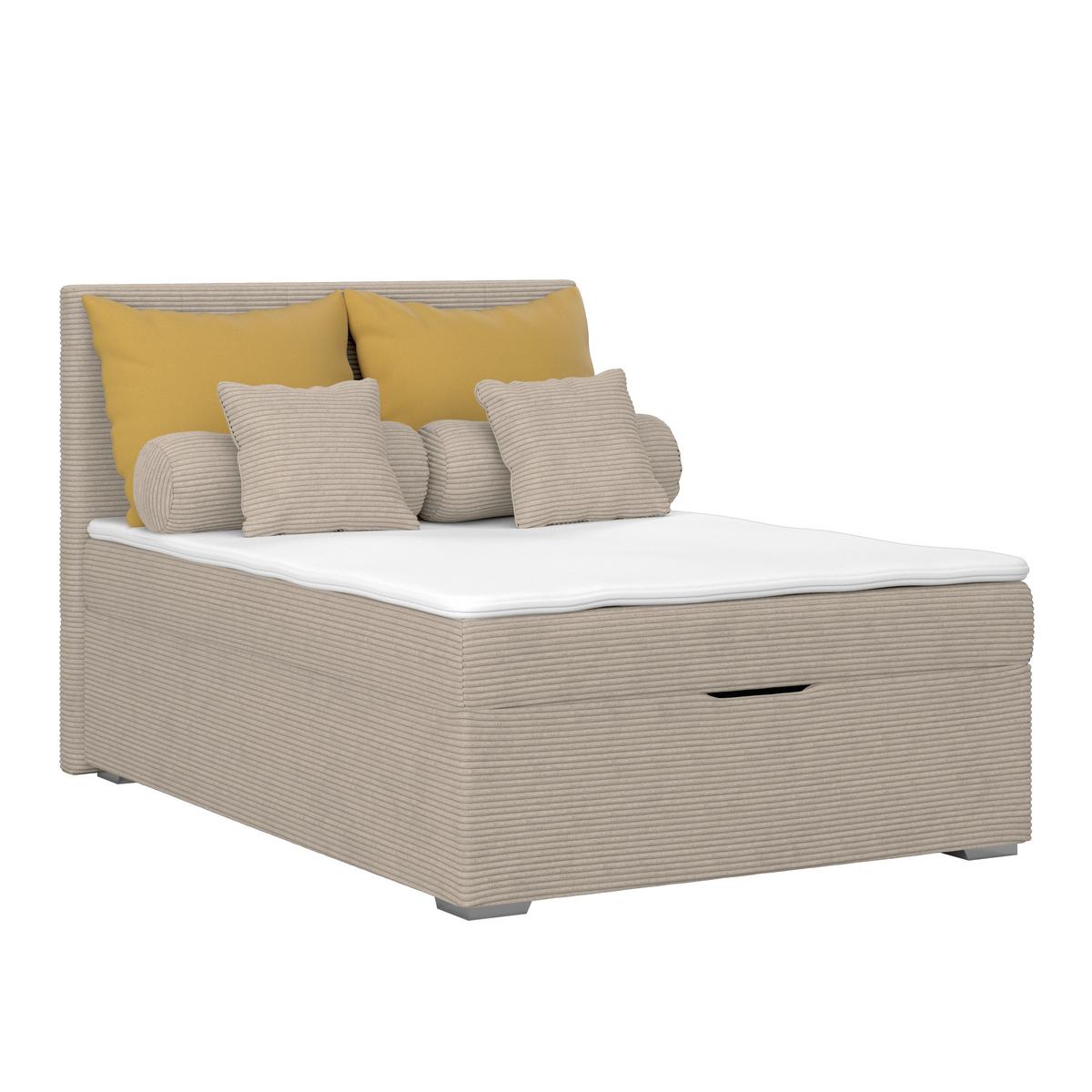 Čalúnená posteľ ADRIA 140x200 cm, bahenná hnedá - bahenná hnedá/chrómová, Konventionell, drevo/textil (140/200cm)