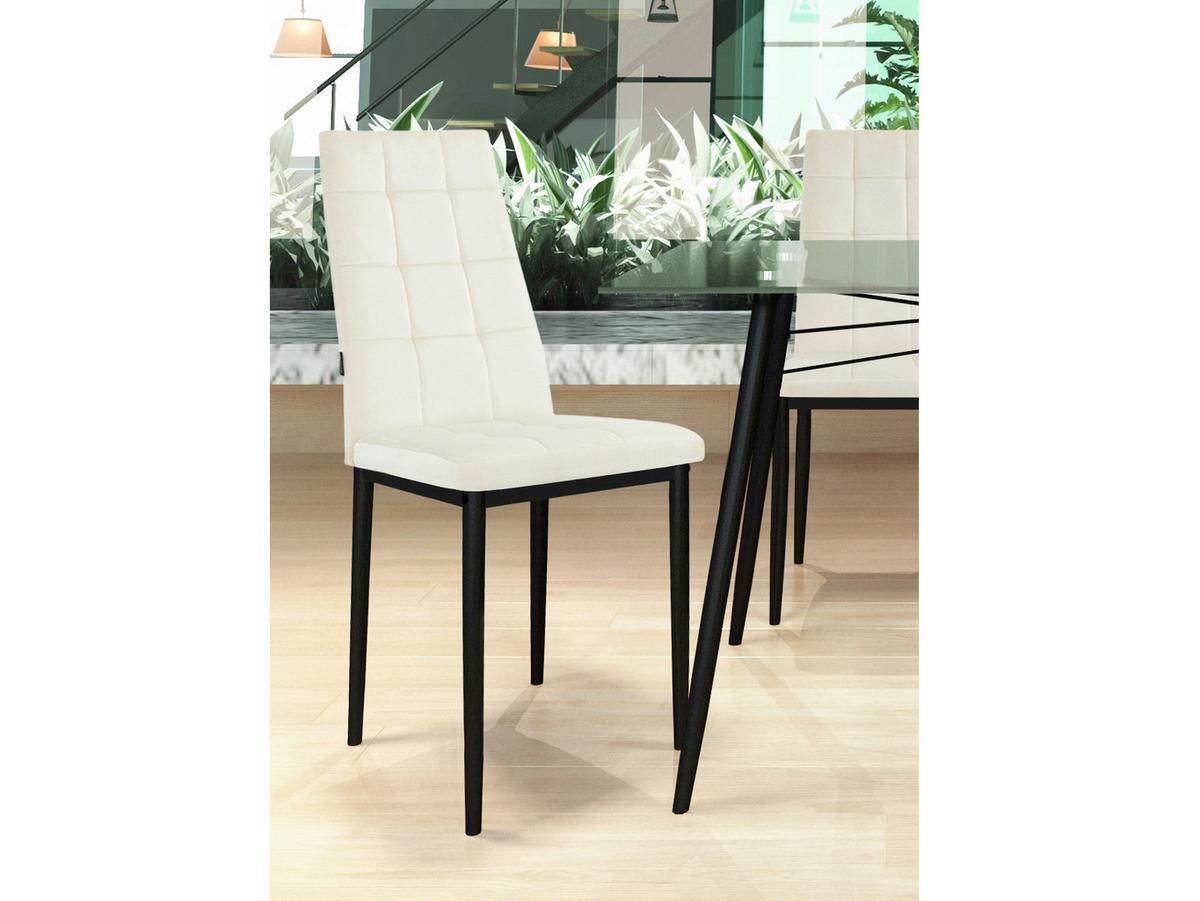 Stuhl-Set Becca Creme Gepolstert 2er Set - Creme/Schwarz, Design, Textil/Metall (42/98/53cm) - MID.YOU