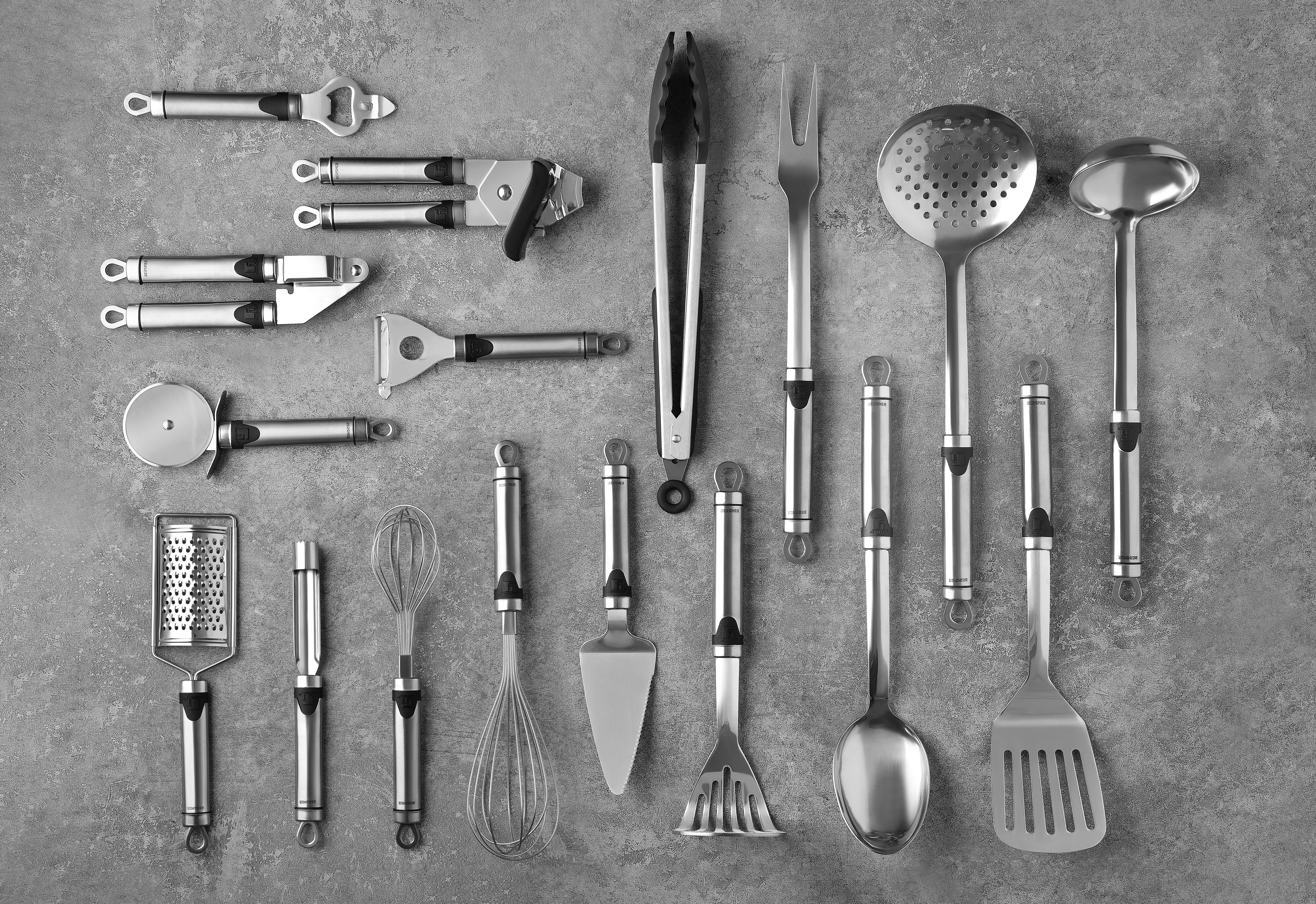 Küchenhelfer Set Aus Metall- Und Kunststoff Bgkit 3-Teilig - Edelstahlfarben/Schwarz, Basics, Kunststoff/Metall