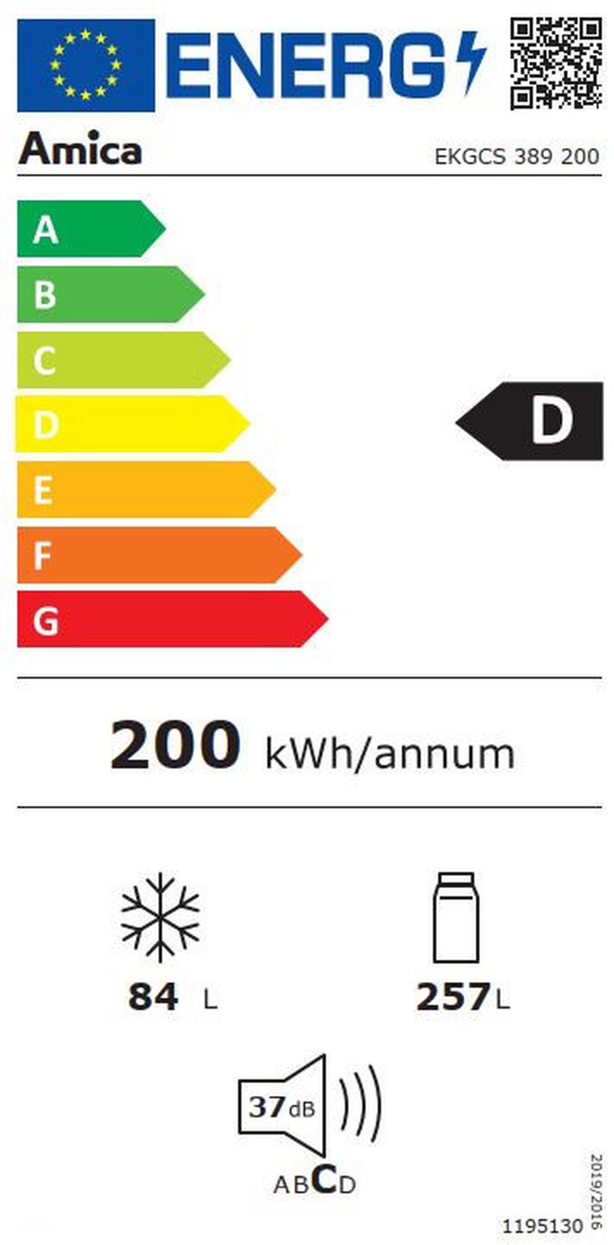 Kühl-gefrier-kombination Ekgcs 389 200 - Weiß, Basics, Glas/Kunststoff (72,3/200/58,3cm) - Amica