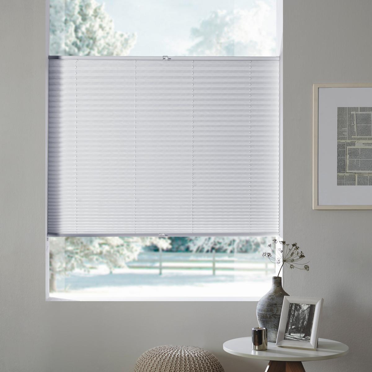 Plissee Free Weiß B: 100 Cm - Hellgrau, Basics, Textil (100/130cm) - Homeware