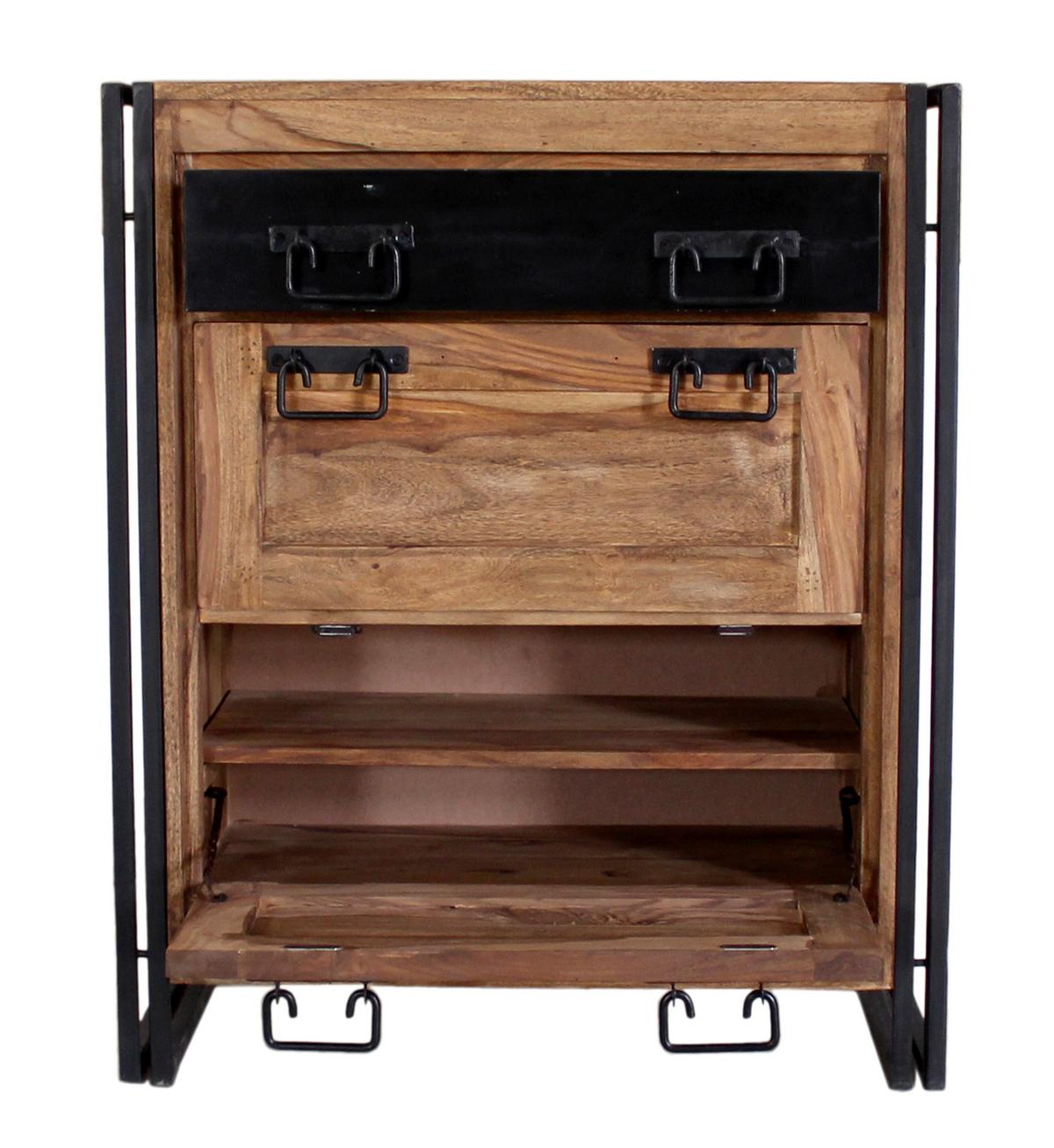 SCHUHSCHRANK Naturfarben/Schwarz B: 80cm - Schwarz/Naturfarben, Design, Holz/Metall (80/96/40cm) - MID.YOU