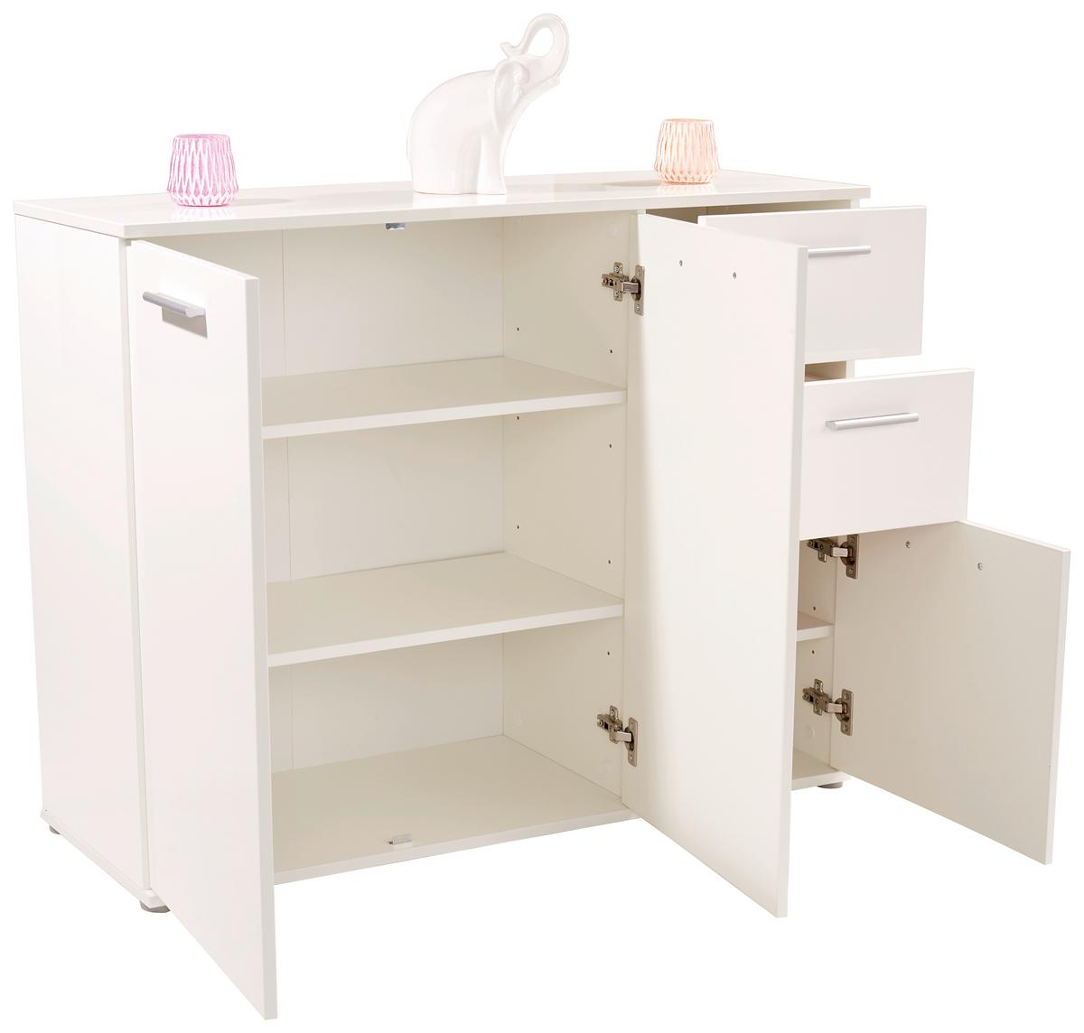 KOMODA CHRISTIAN NEW 2 - bílá/barvy hliníku, Moderní, kompozitní dřevo/plast (120/85/35cm)