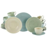 Kombiservice Valencia Creme Grün Blau - Pastellblau/Pastellgrün, Basics, Keramik - Creatable