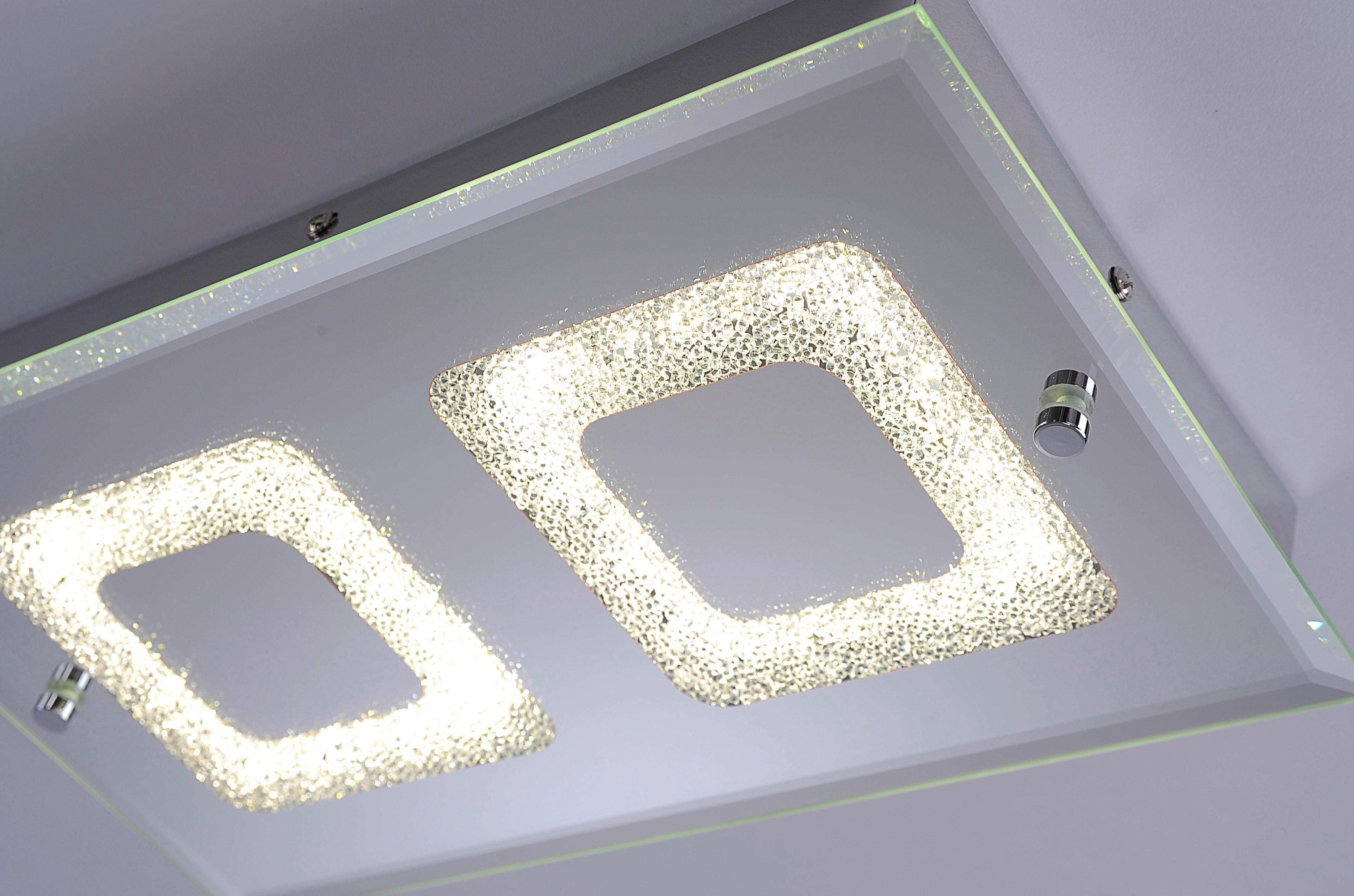 Led-deckenleuchte Lisa L: 40 Cm, Rechteckig - Chromfarben, KONVENTIONELL, Glas/Metall (40/7,5/24cm)