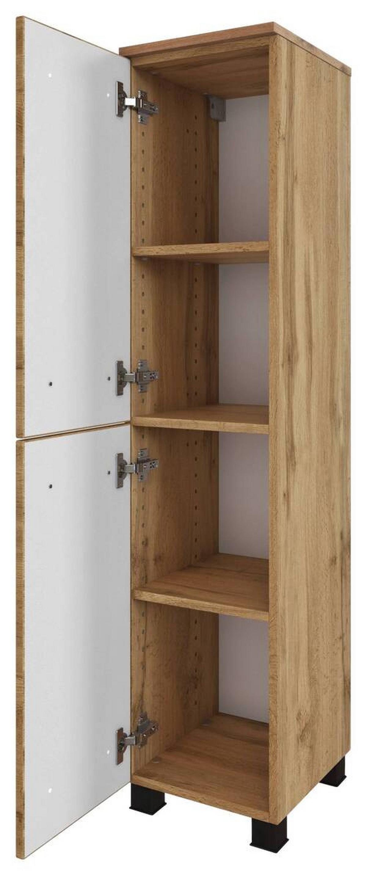 Midischrank Manchester B: 30 Cm Eiche Wotan Dekor - Eichefarben/Schwarz, MODERN, Holzwerkstoff (30/130/35cm) - Held