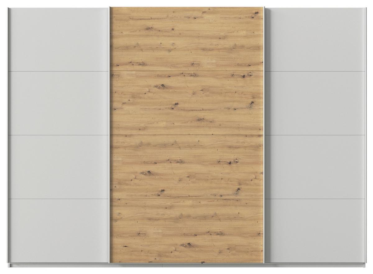 Schwebetürenschrank B: 315cm Feldkirch Seidengr/Eiche Dekor - Hellgrau/Eiche Artisan, MODERN, Holzwerkstoff (315/229/62cm)