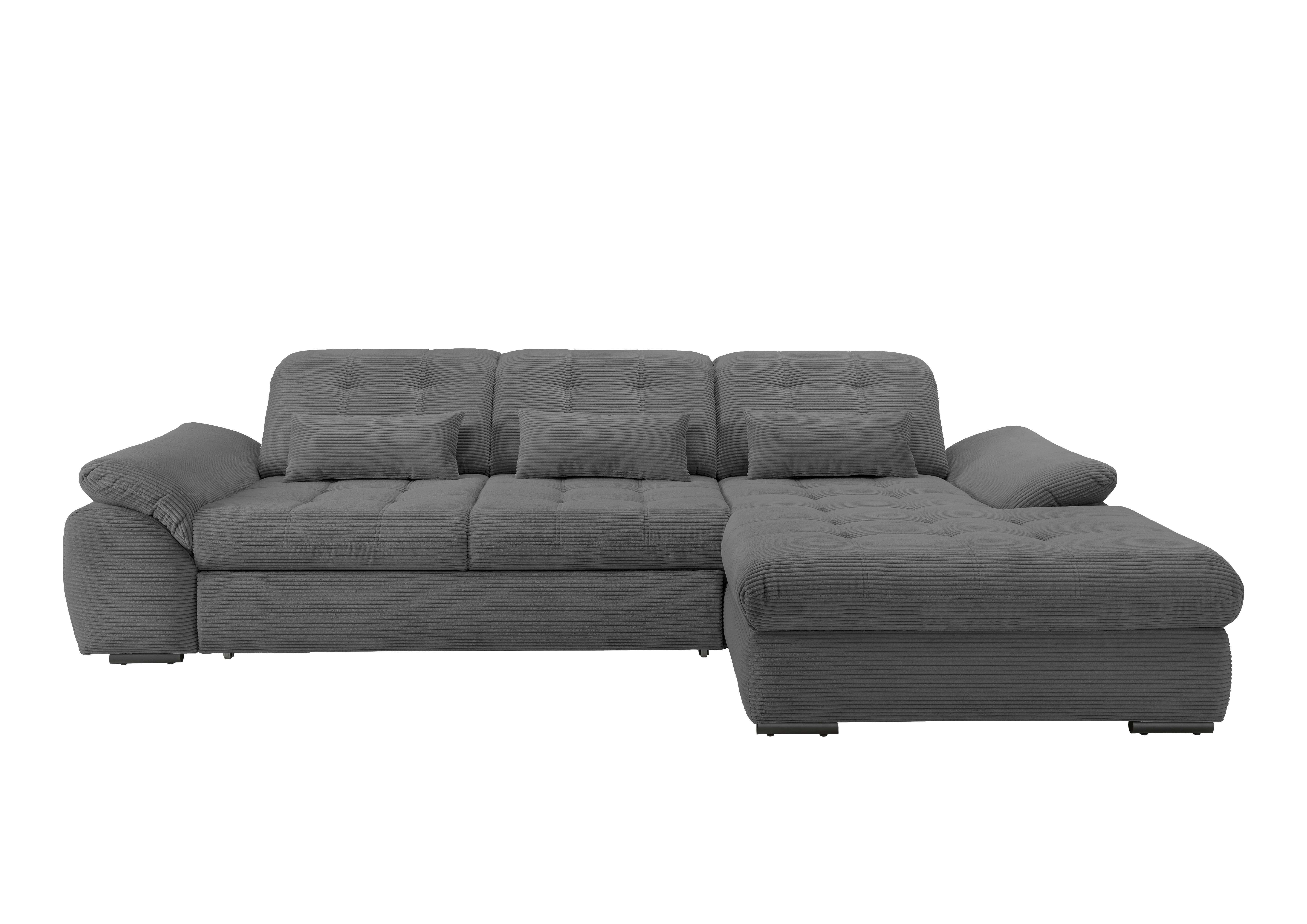 Ecksofa mit Bettkasten Rigatti Grau S: 314x184 cm - Schwarz/Grau, MODERN, Textil (314/184cm) - Livetastic