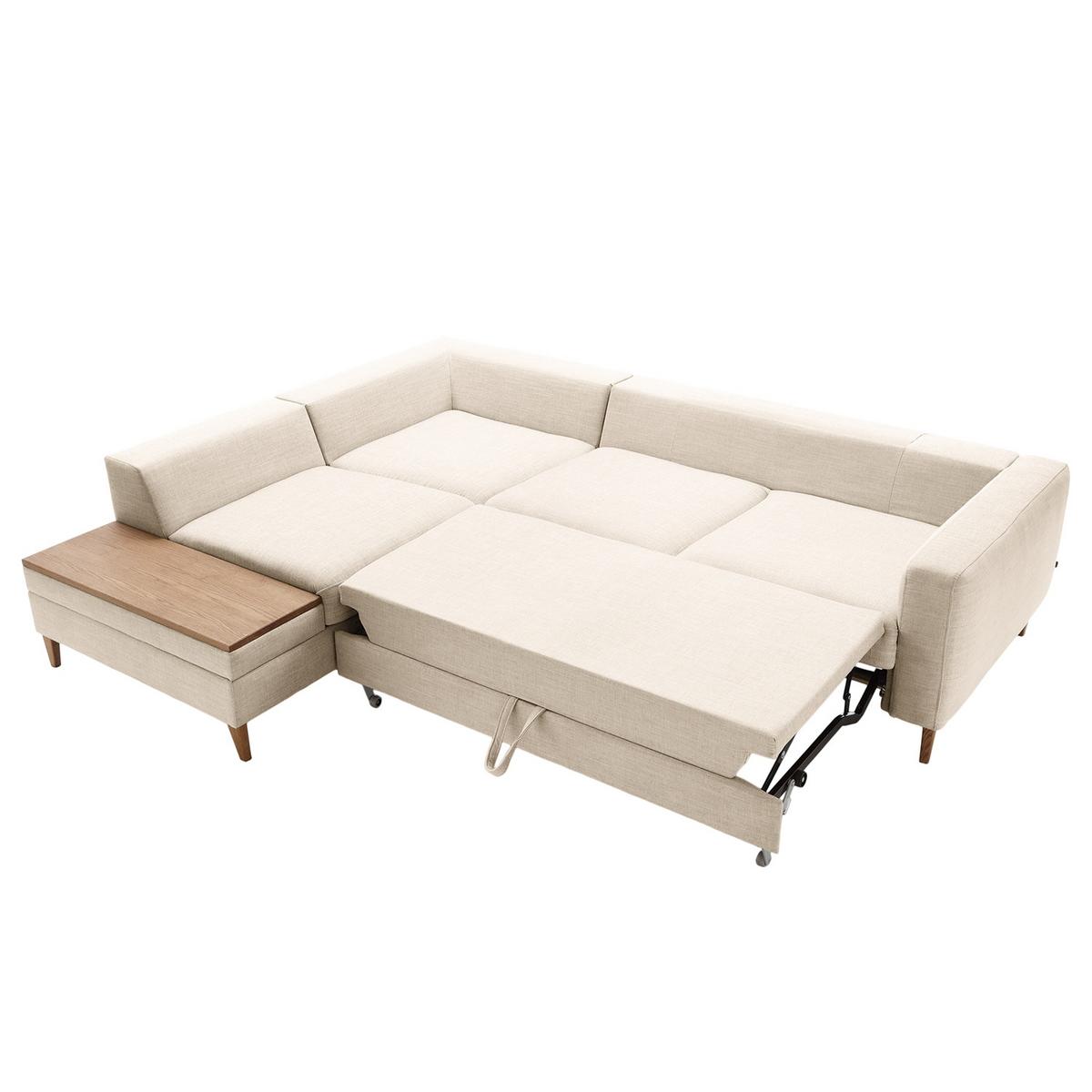 Ecksofa Alika Silberfarben S: 204x260 cm - Eschefarben/Silberfarben, MODERN, Textil (204/260cm) - Trendmanufaktur