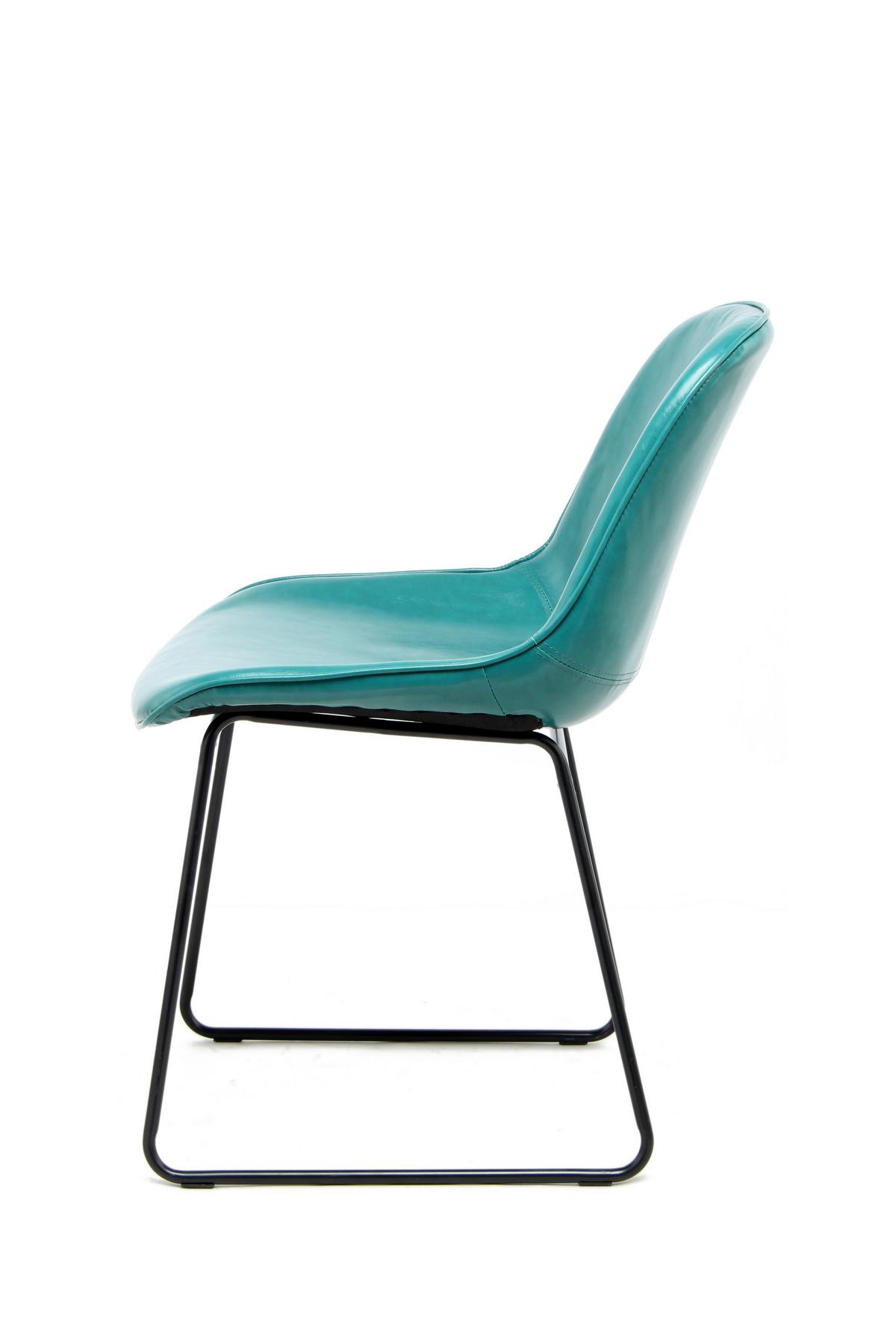 Schalenstuhl Cora Petrol 2er-Set - Blau/Petrol, MODERN, Leder/Metall (49,5/81/64,5cm) - Kayoom