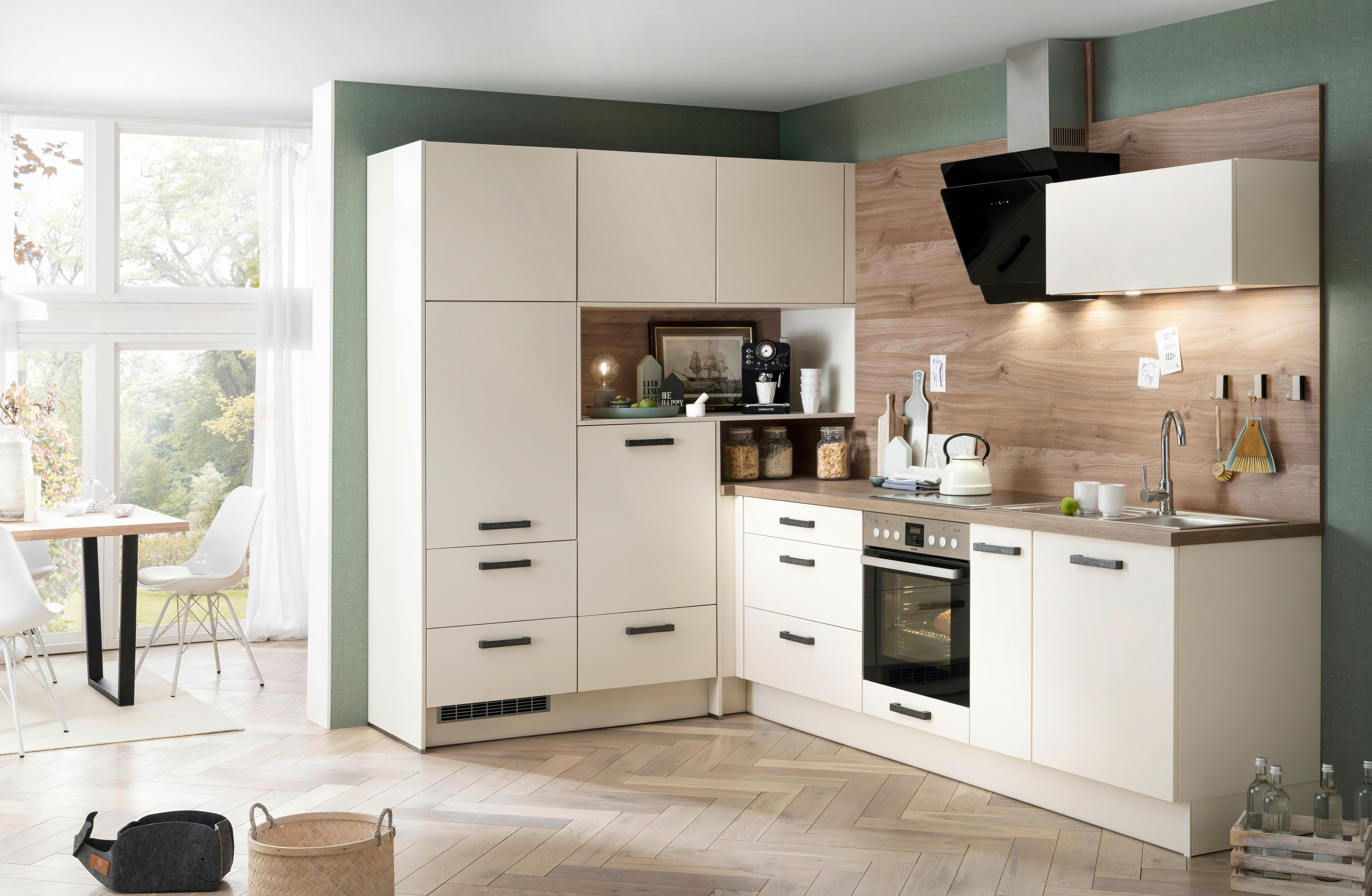 Eckküche Ip2200 ohne Geräte 188x295 cm Magnolienweiß - MODERN, Holzwerkstoff (188/295cm) - Impuls