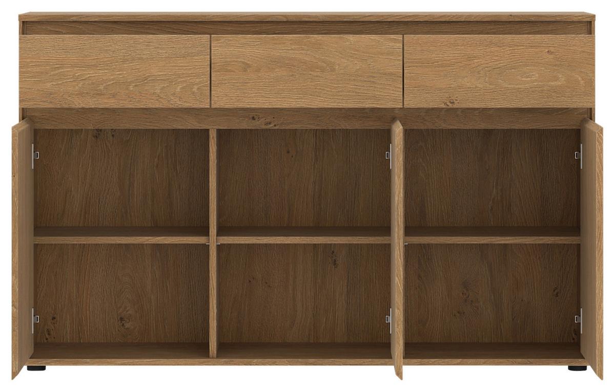Kommode Calzado Steineiche B: 137cm - Eichefarben/Schwarz, MODERN, Holzwerkstoff (137/85/35cm)