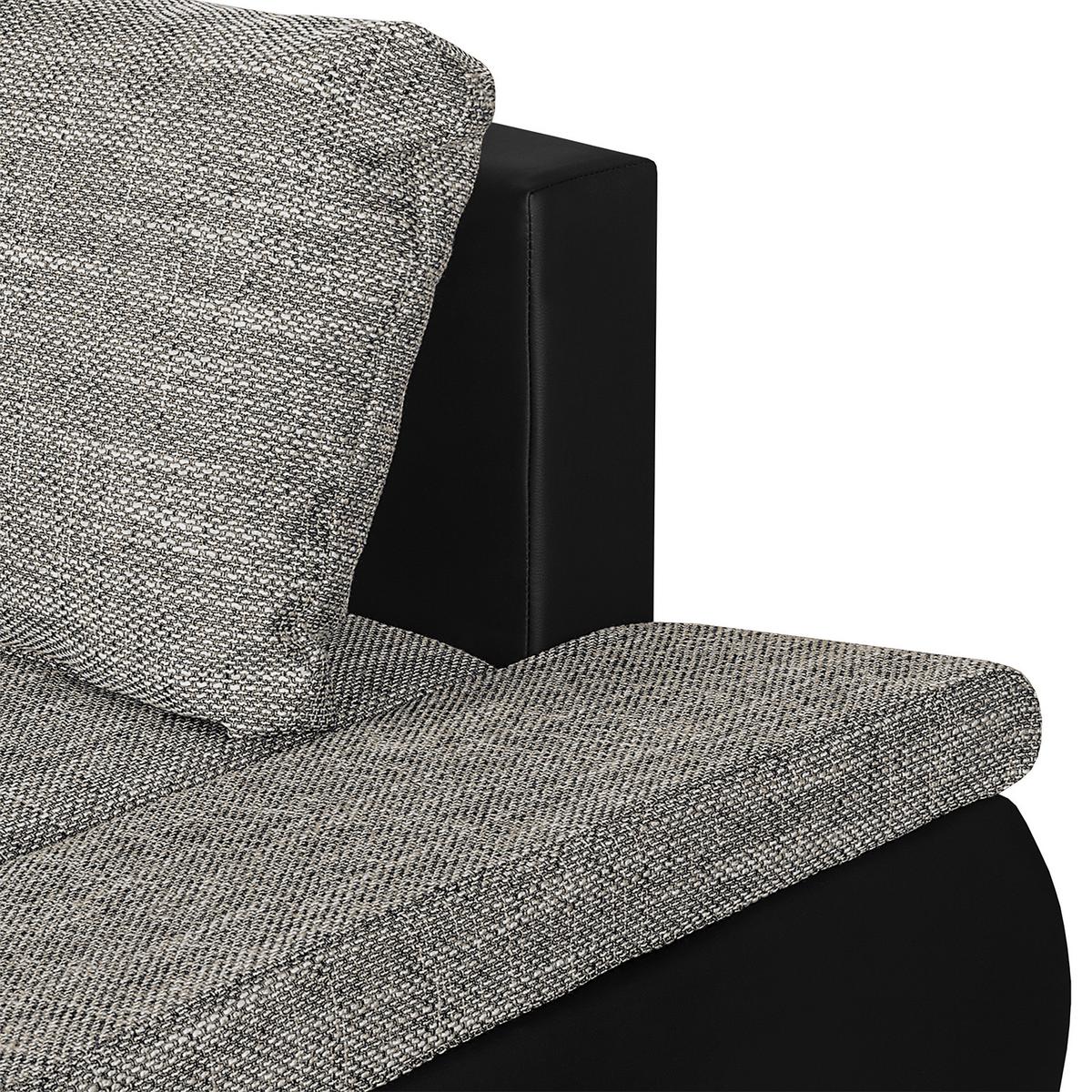 Ecksofa Acra Grau, Schwarz S:266x175cm - Chromfarben/Schwarz, Design, Textil (266/175cm) - Livetastic