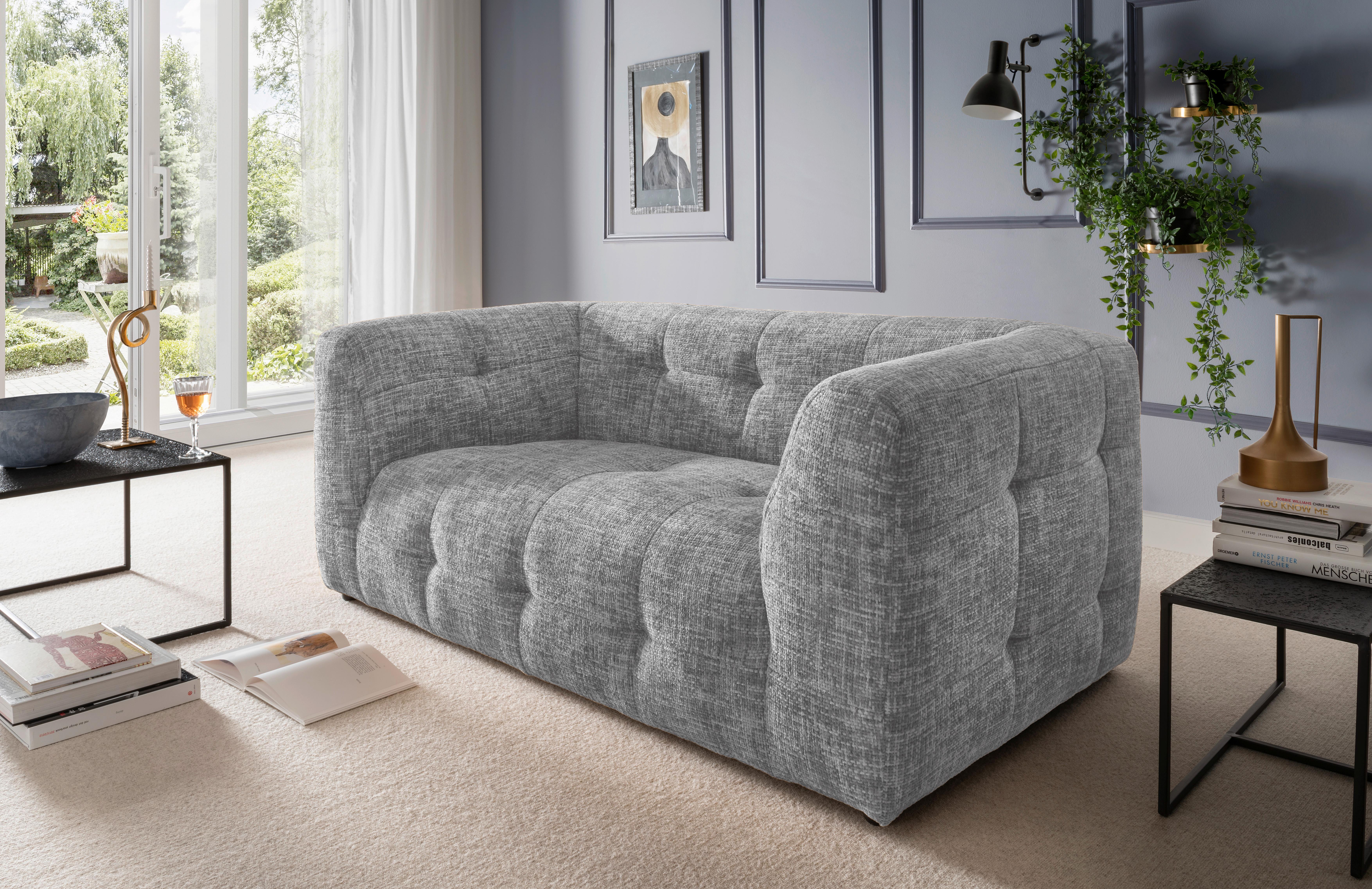 2-sitzer-sofa Velice, Silberfarben B: 184 Cm - Silberfarben/Schwarz, Design, Textil (184/72/95cm) - Livetastic