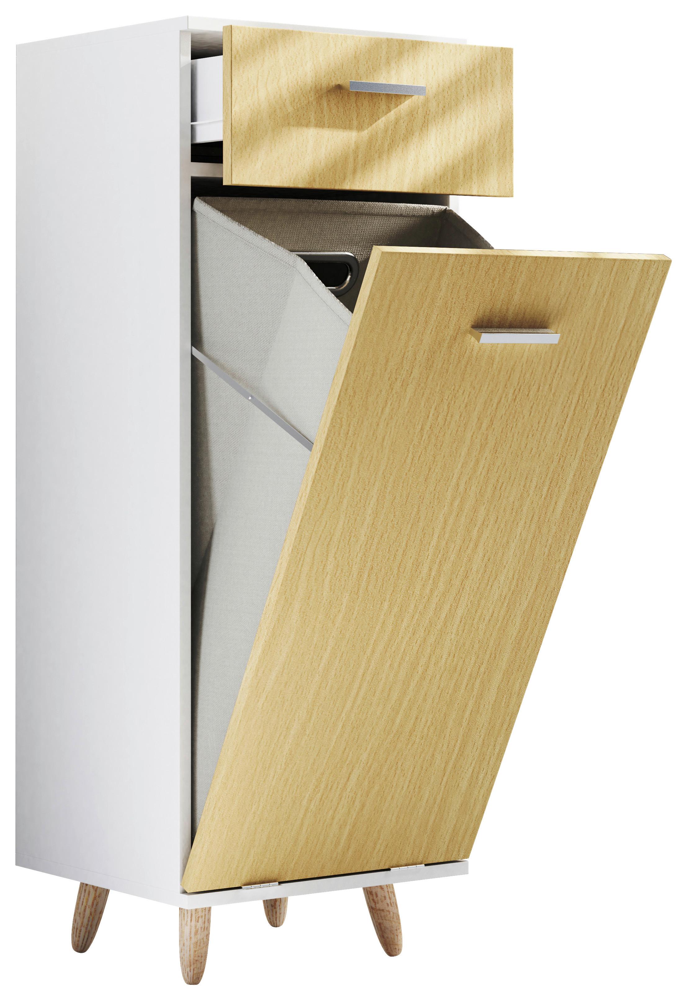 Midischrank Landos S Weiß/Honigeichefarben, B: 40cm - Honigeiche/Weiß, MODERN, Holzwerkstoff/Kunststoff (40/107/35cm) - MID.YOU