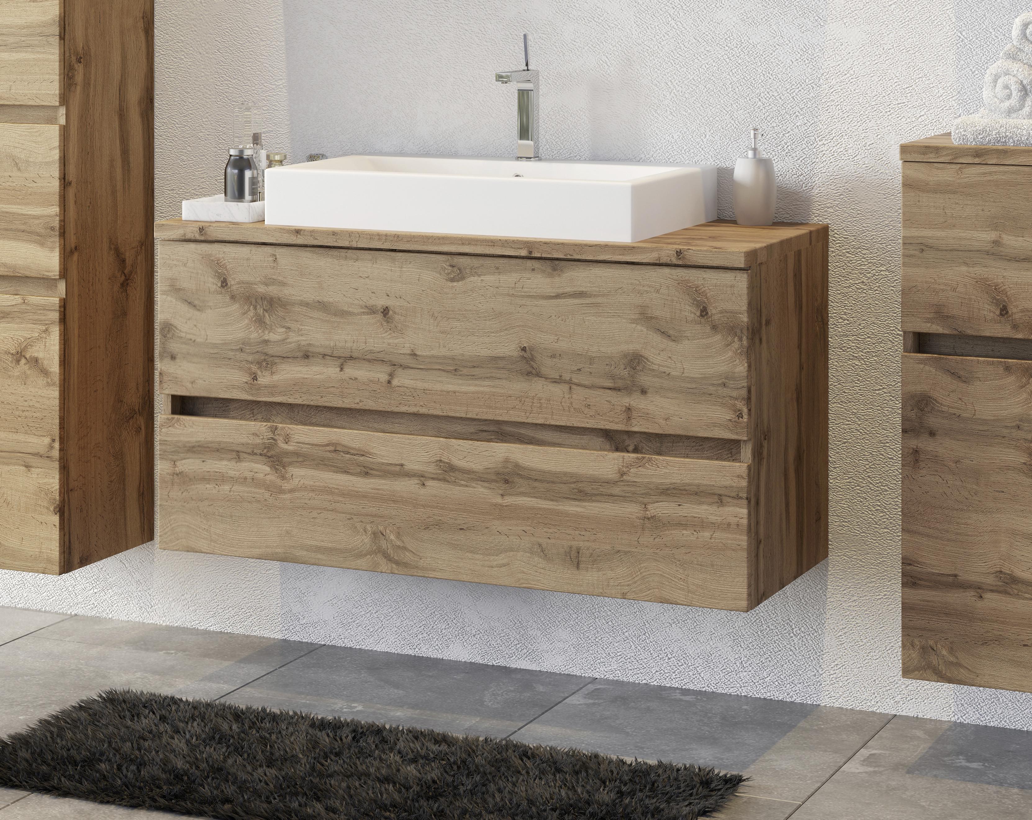 Badmöbel-Set 4-Teilig Pienza B: 100 cm Eiche Wotan Dekor