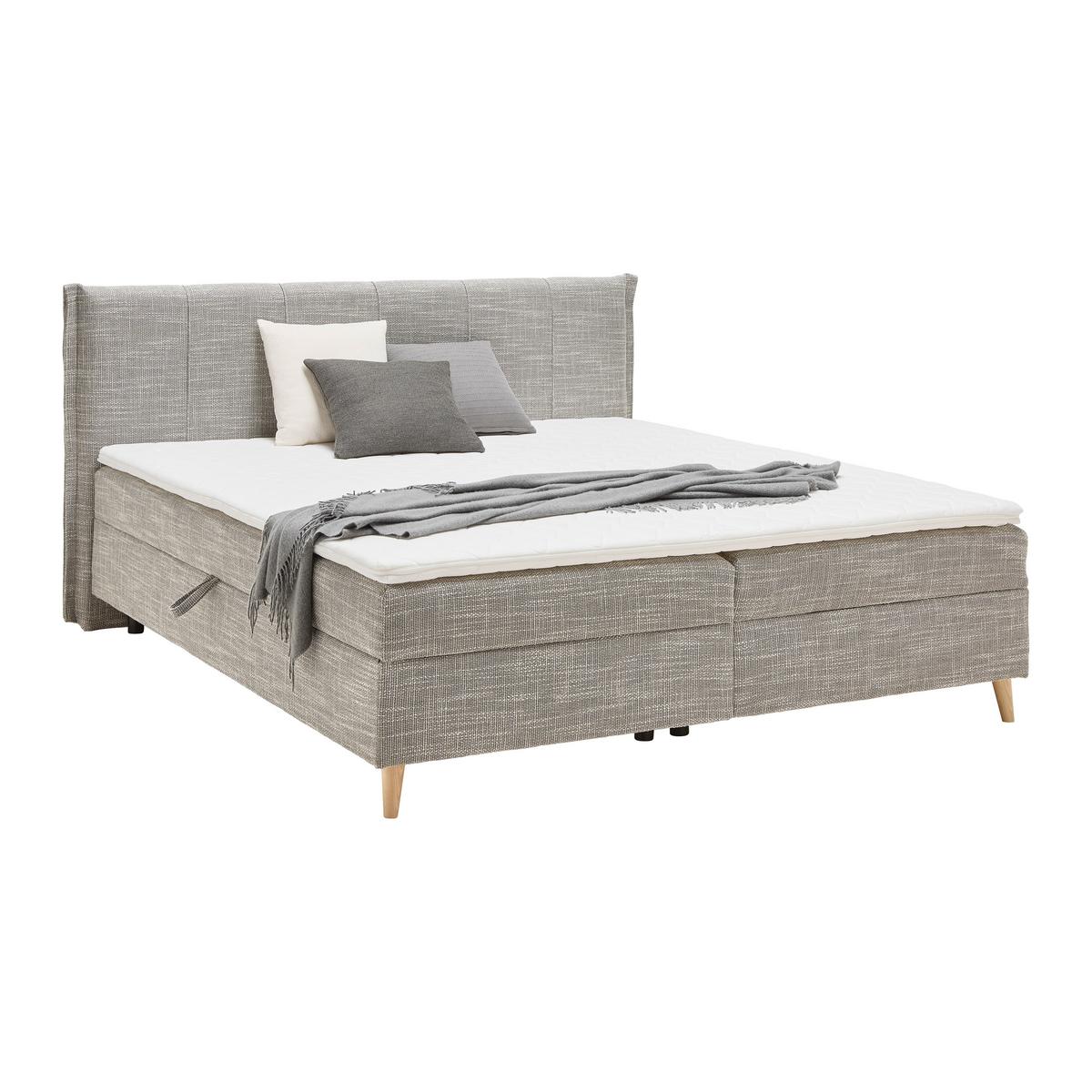Americká posteľ VELORIA 160x200, sivá - sivá/prírodná farba, Konventionell, drevo/textil (160/200cm) - Mömax