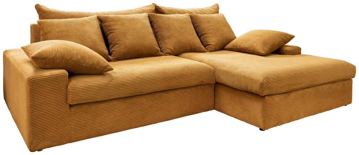 Ecksofa Avellino Goldfarben S: 278/200 cm - Goldfarben/Schwarz, MODERN, Textil (278/200cm) - Livetastic