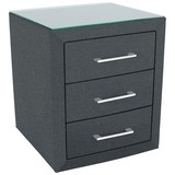 Nachtkästchen Thunder - Hellgrau/Schwarz, KONVENTIONELL, Glas/Textil (56/61/40,5cm)