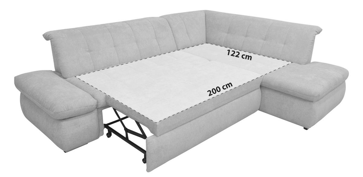 Ecksofa Mit Schalffunktion Moric Grau Mikrofaser - Chromfarben/Grau, KONVENTIONELL, Textil (273/216cm) - MID.YOU