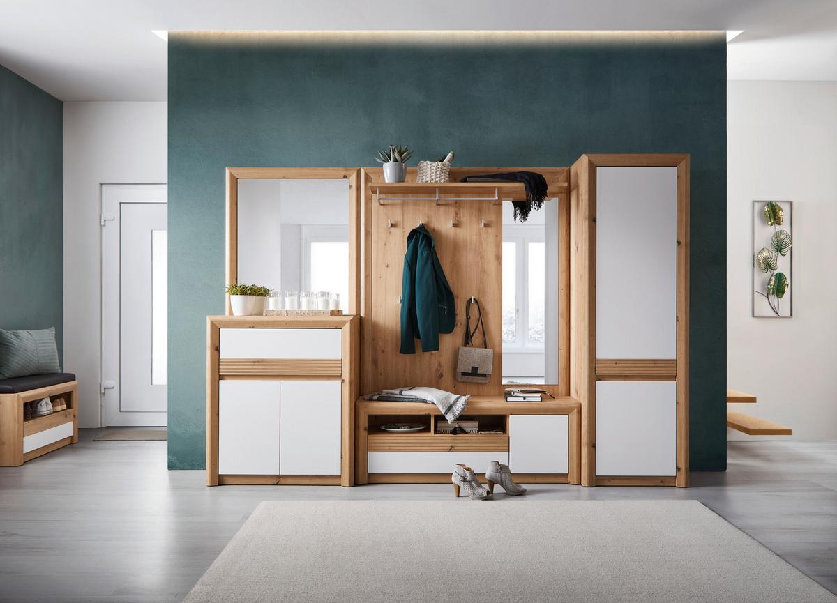 Garderoben-Set Kashmir New Weiß/Eiche Dekor 4--Teilig. - Eichefarben/Weiß, MODERN, Holzwerkstoff (274/192/41cm) - James Wood